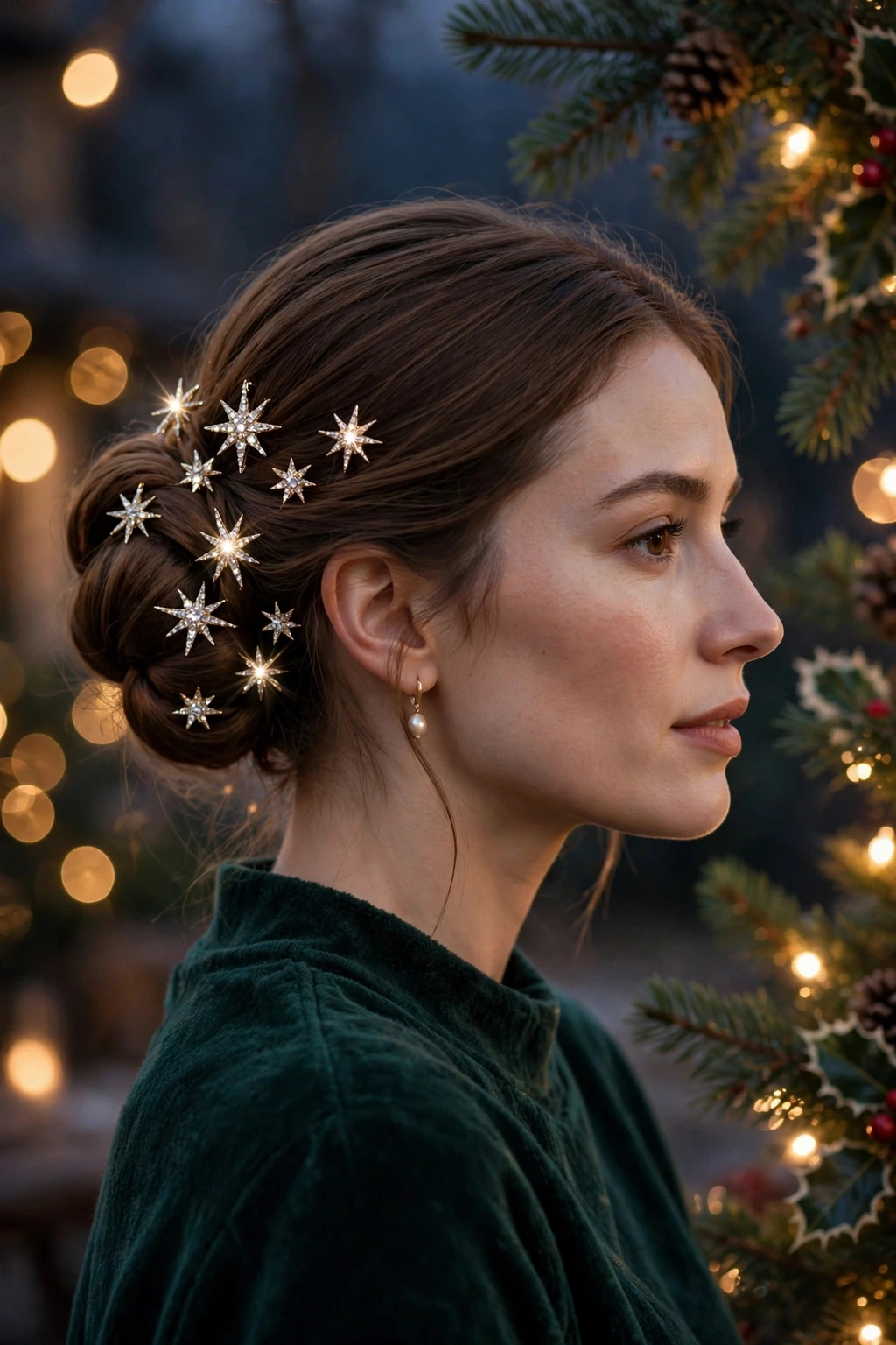 Elegant bun with star hair pins