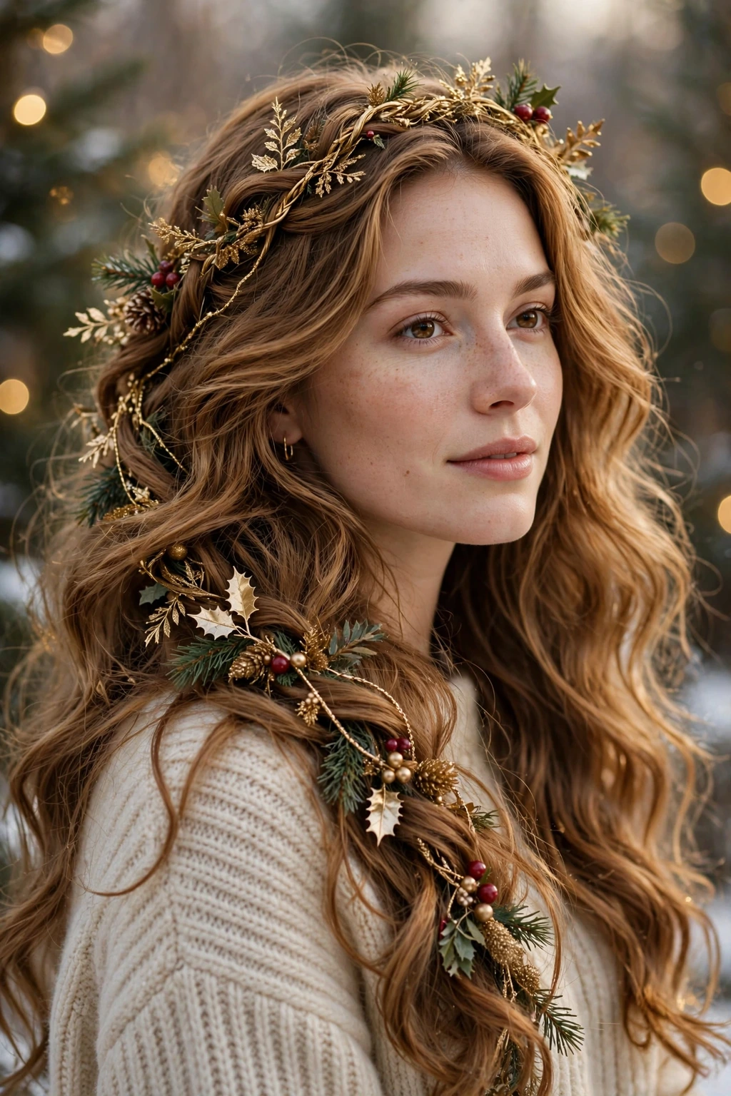 Waves with golden garland