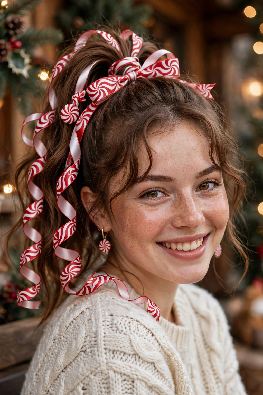 Ponytail with peppermint ribbons