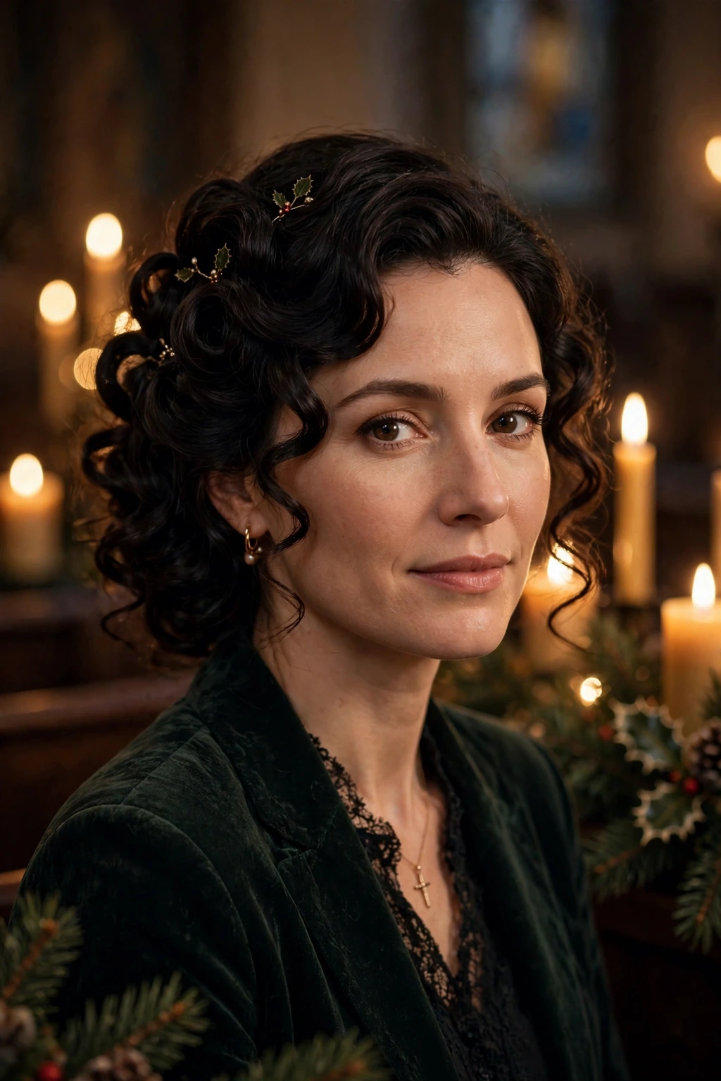 Elegant dark curls for evening