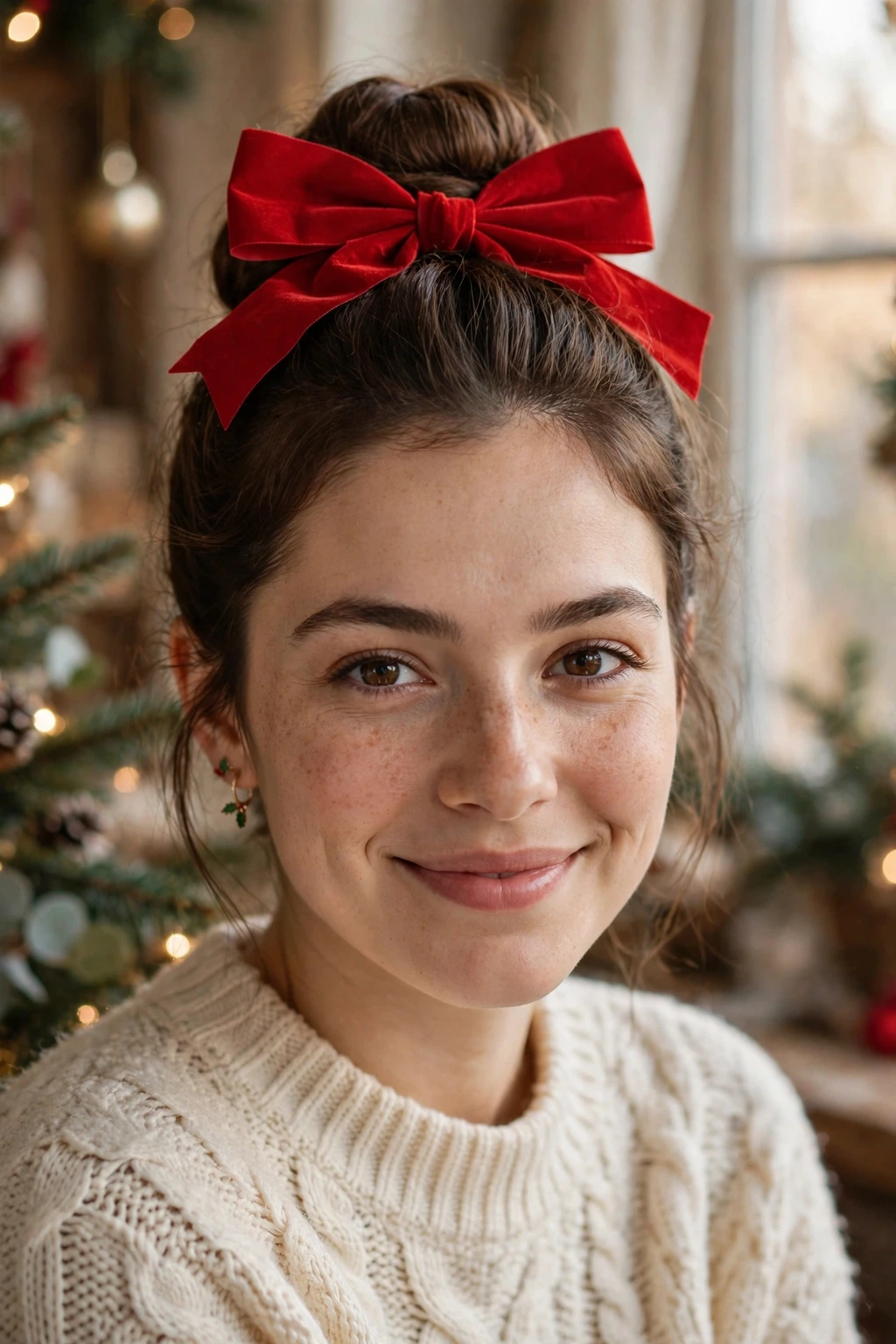 Christmas bow bun