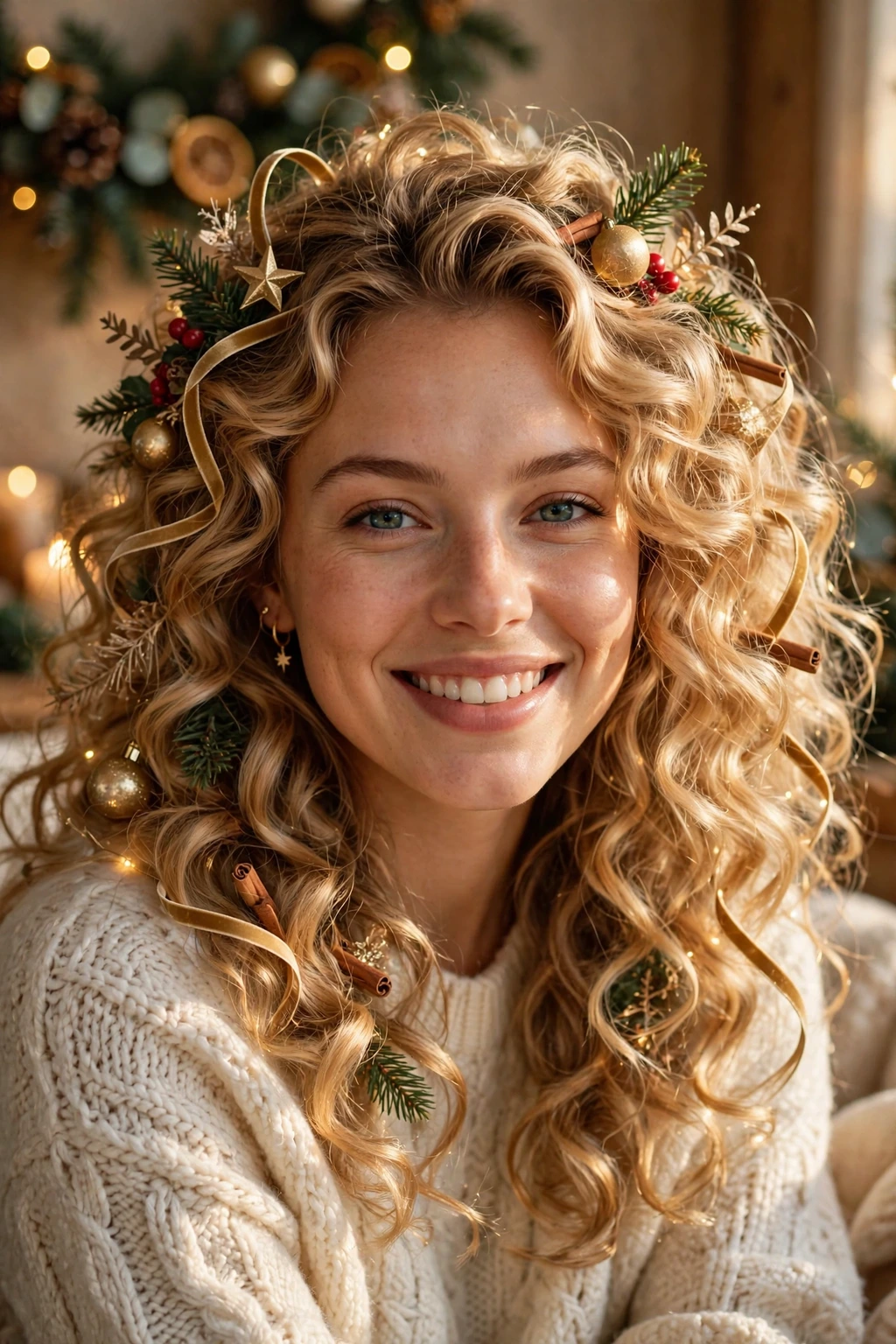Golden holiday curls