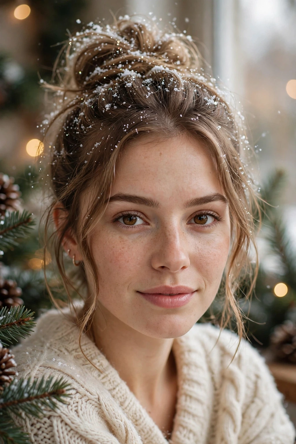 Snowy messy bun