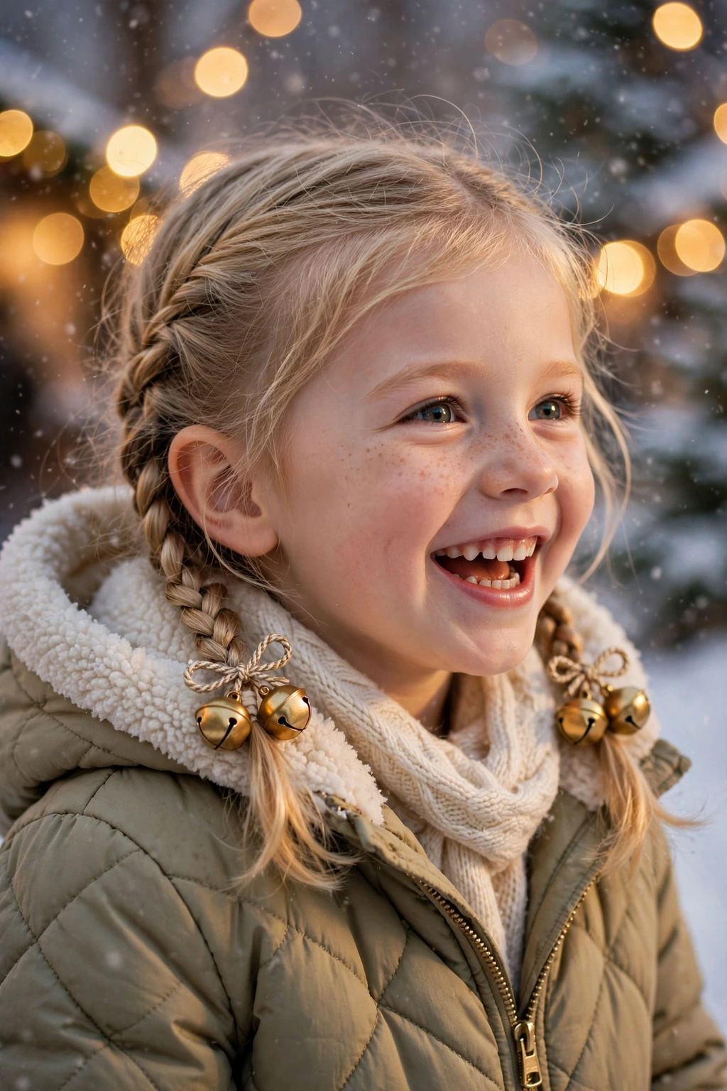 Child with jingle bell braids