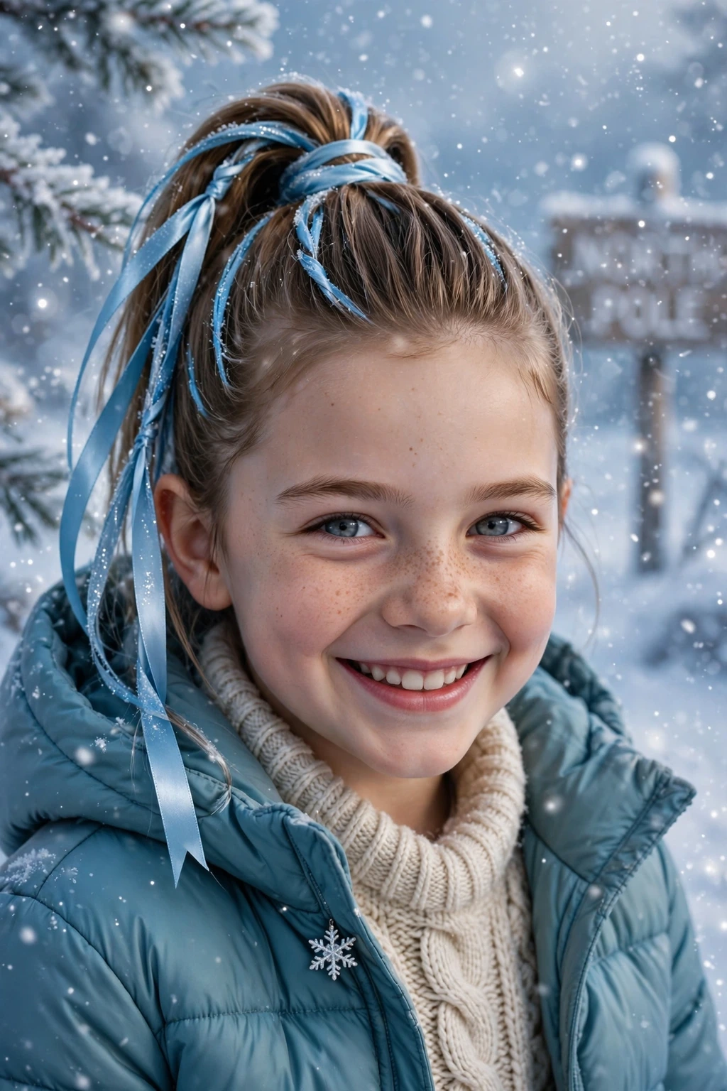 Child with North Pole ponytail