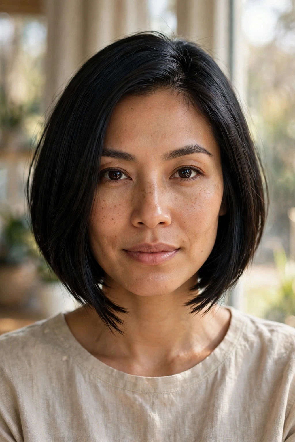 Chin length A-line
