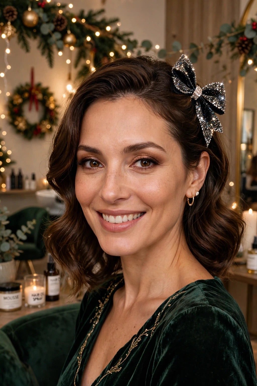 Sparkling hair bow party hairstyle