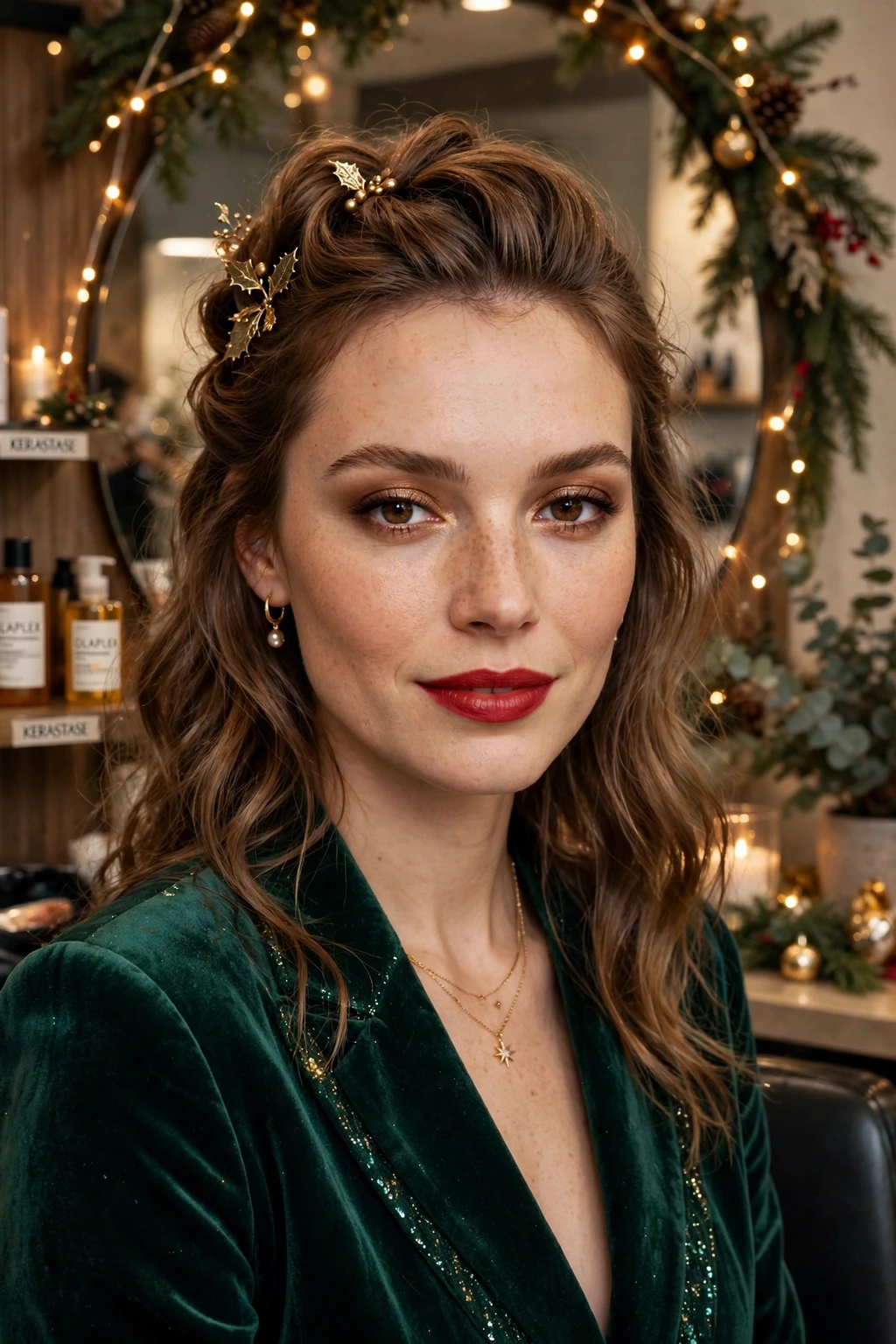 Twisted half-up Christmas party hairstyle