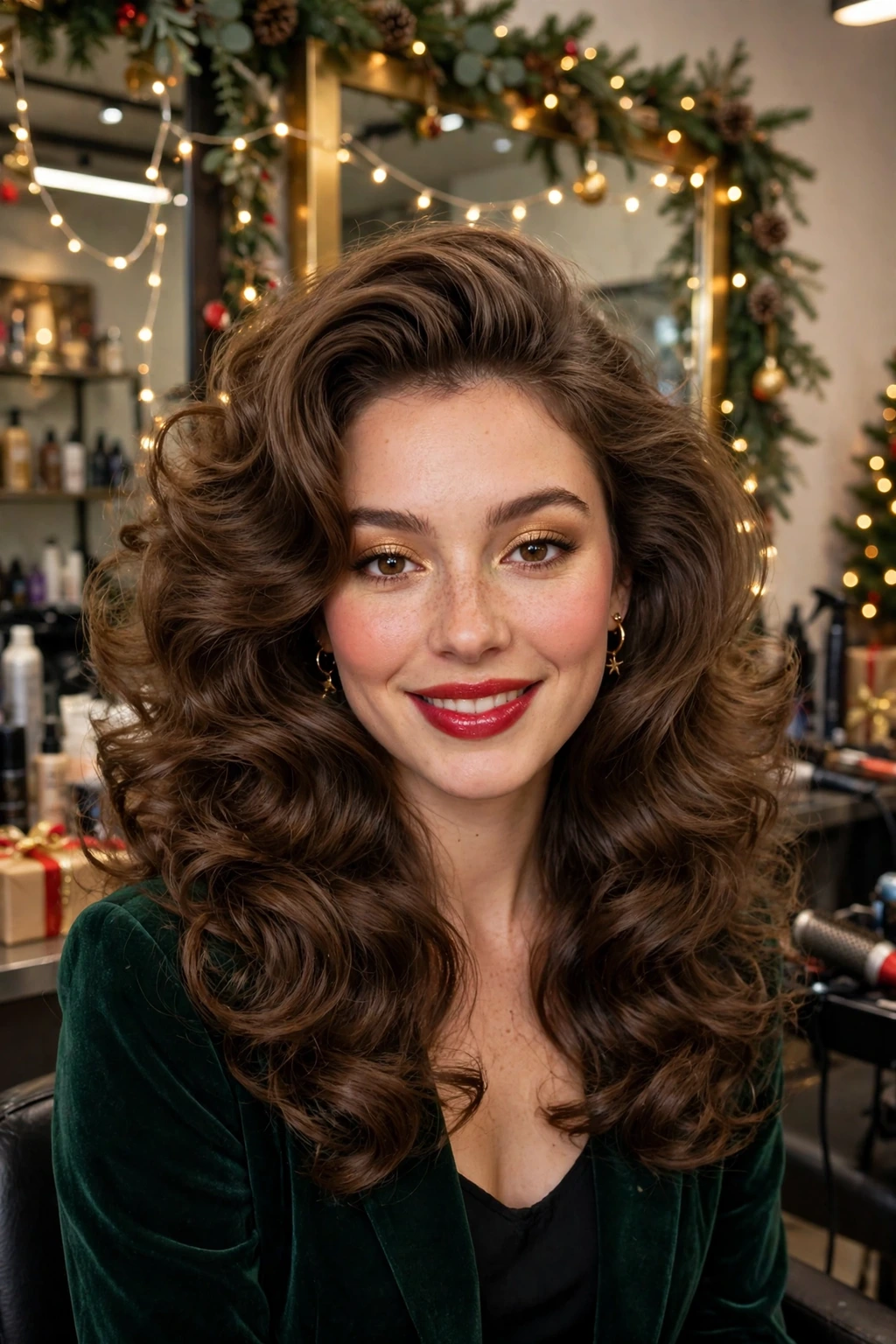 Voluminous blowout curls party hairstyle