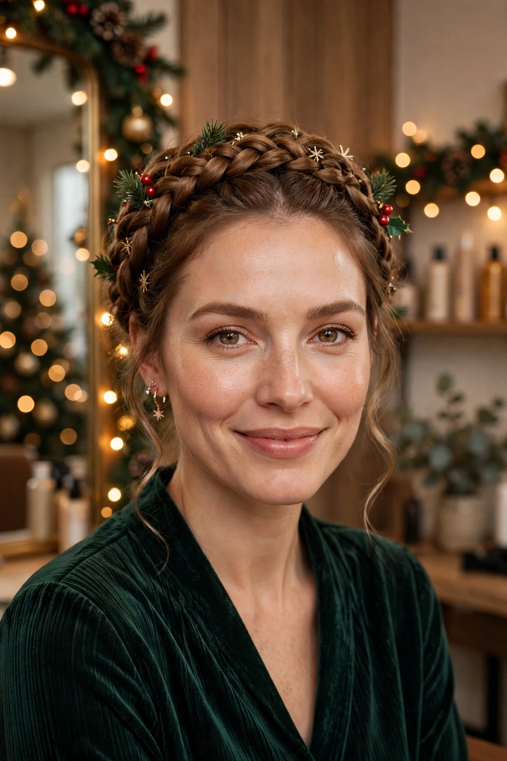 Braided crown updo Christmas hairstyle