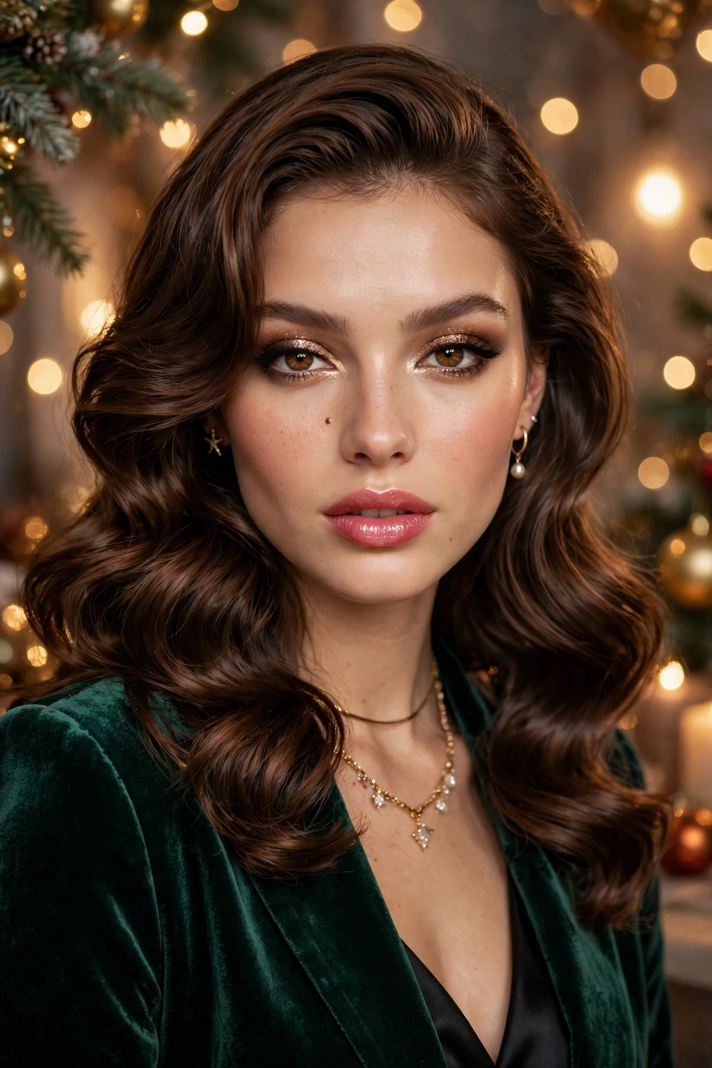 Velvet glam waves party hairstyle