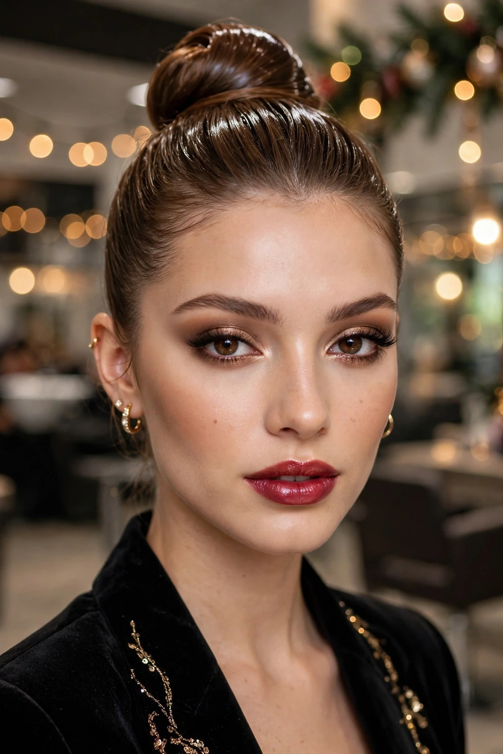 High gloss topknot party hairstyle