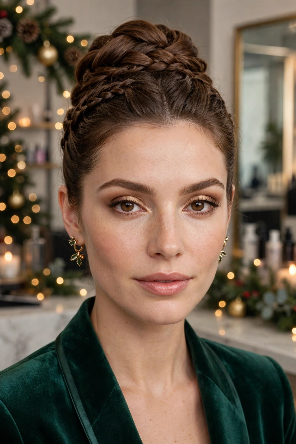 Braided bun updo party hairstyle