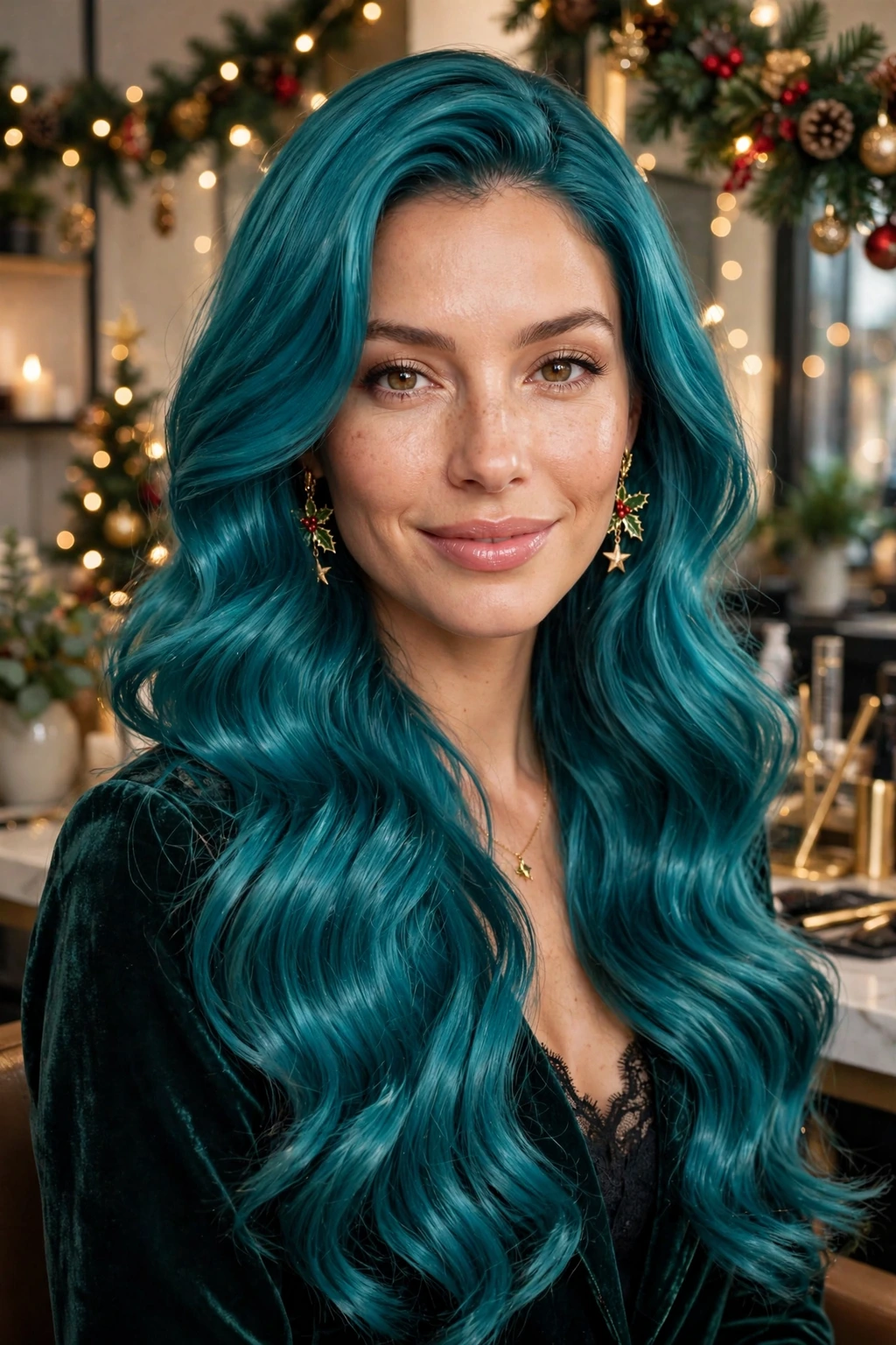 Glossy mermaid waves party hairstyle