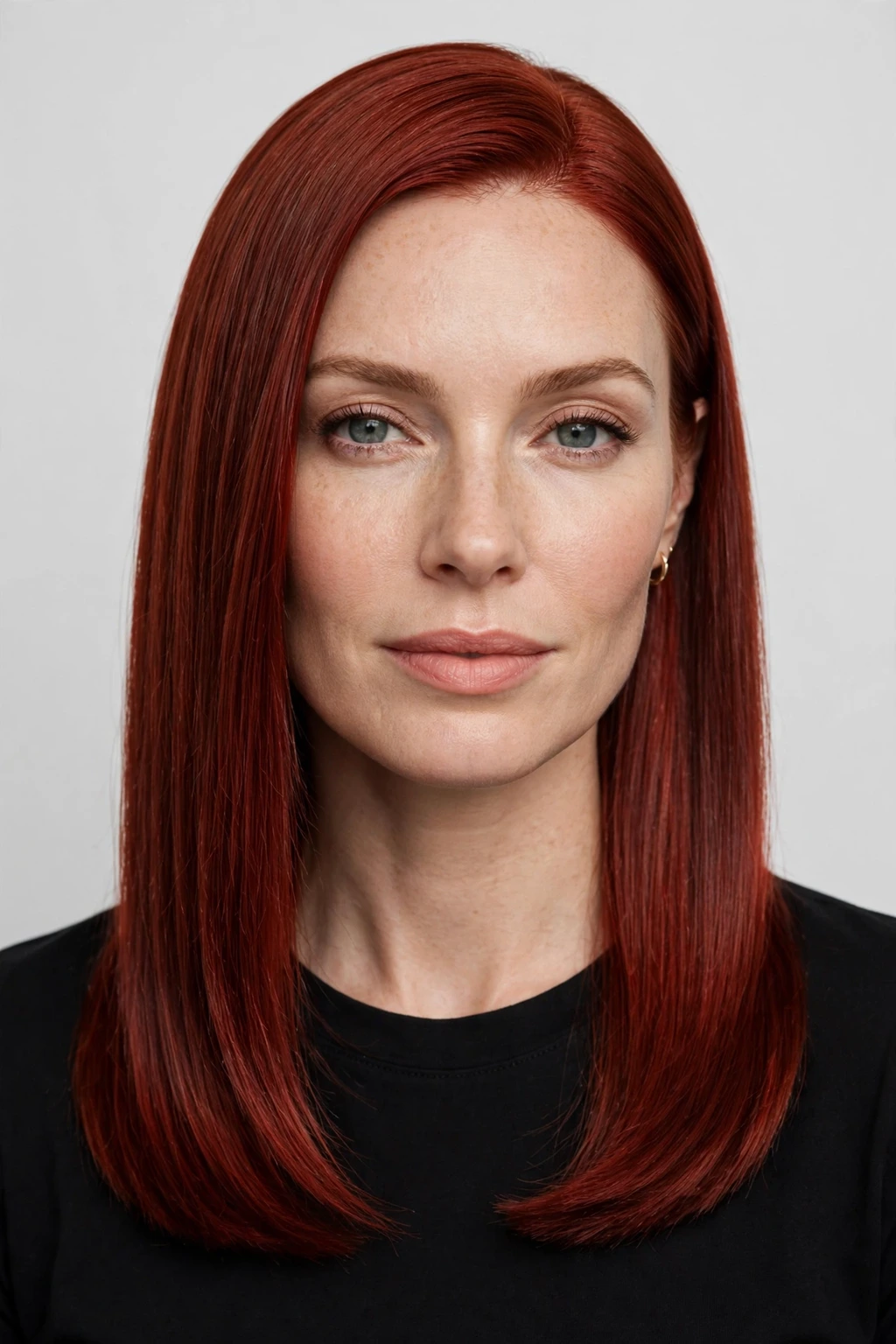 Sleek classic cherry red hair