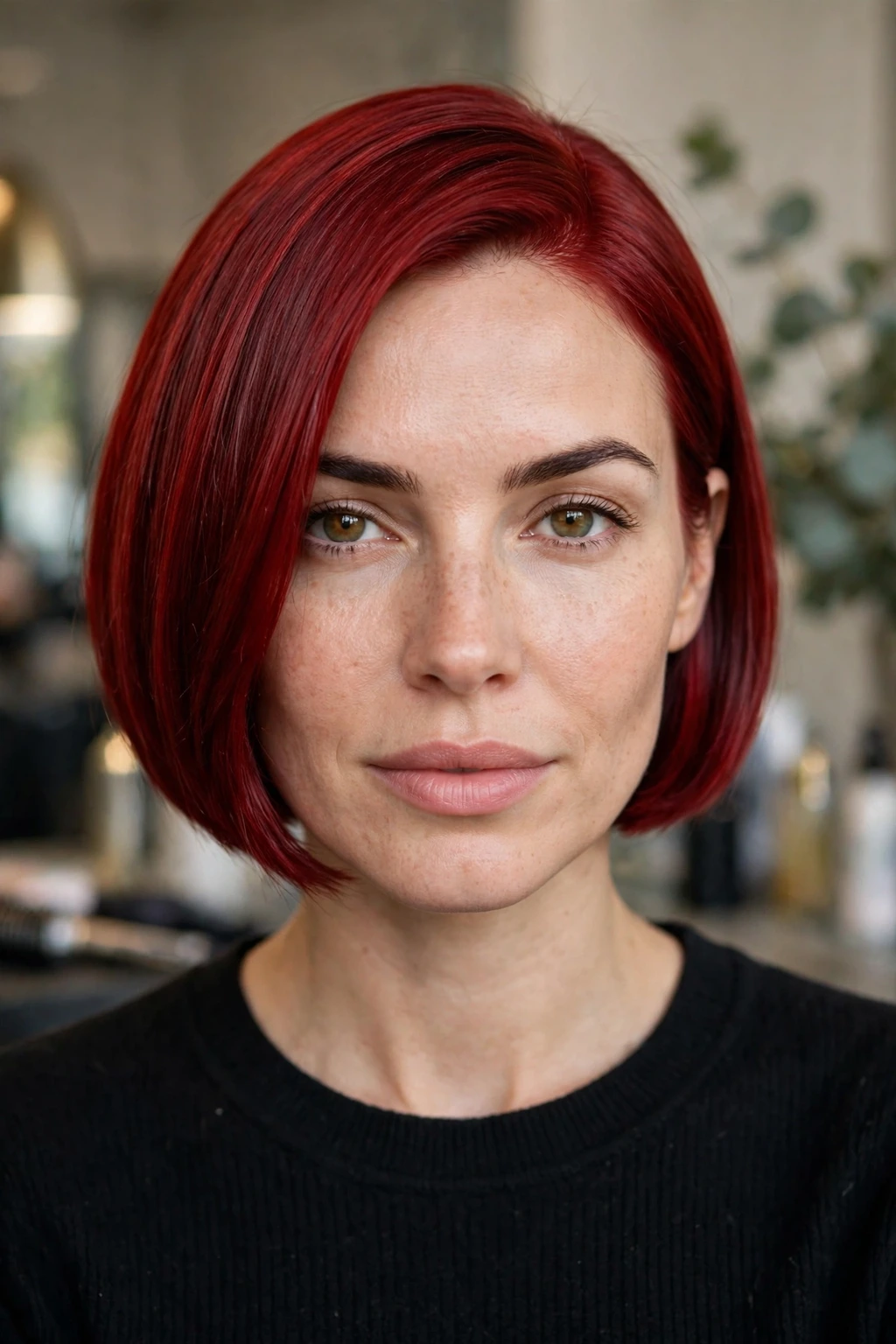 Sleek cherry red bob