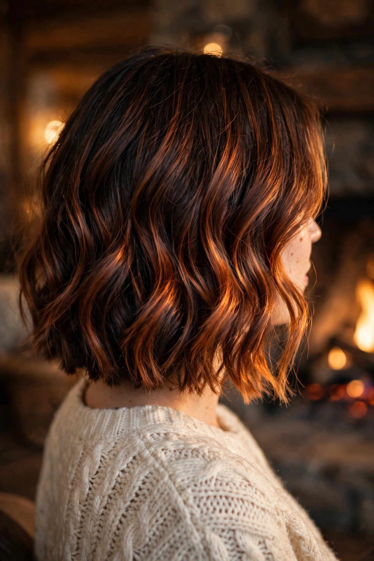 Fireside Balayage Bob hairstyle