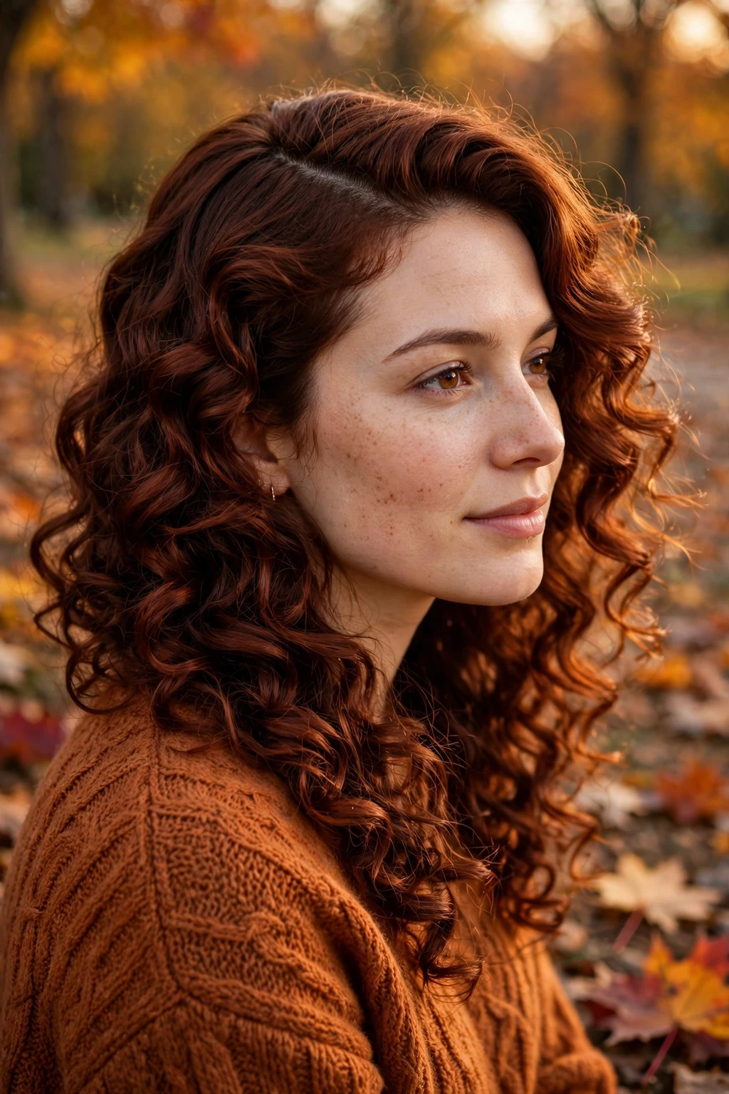 Side-swept autumn curls