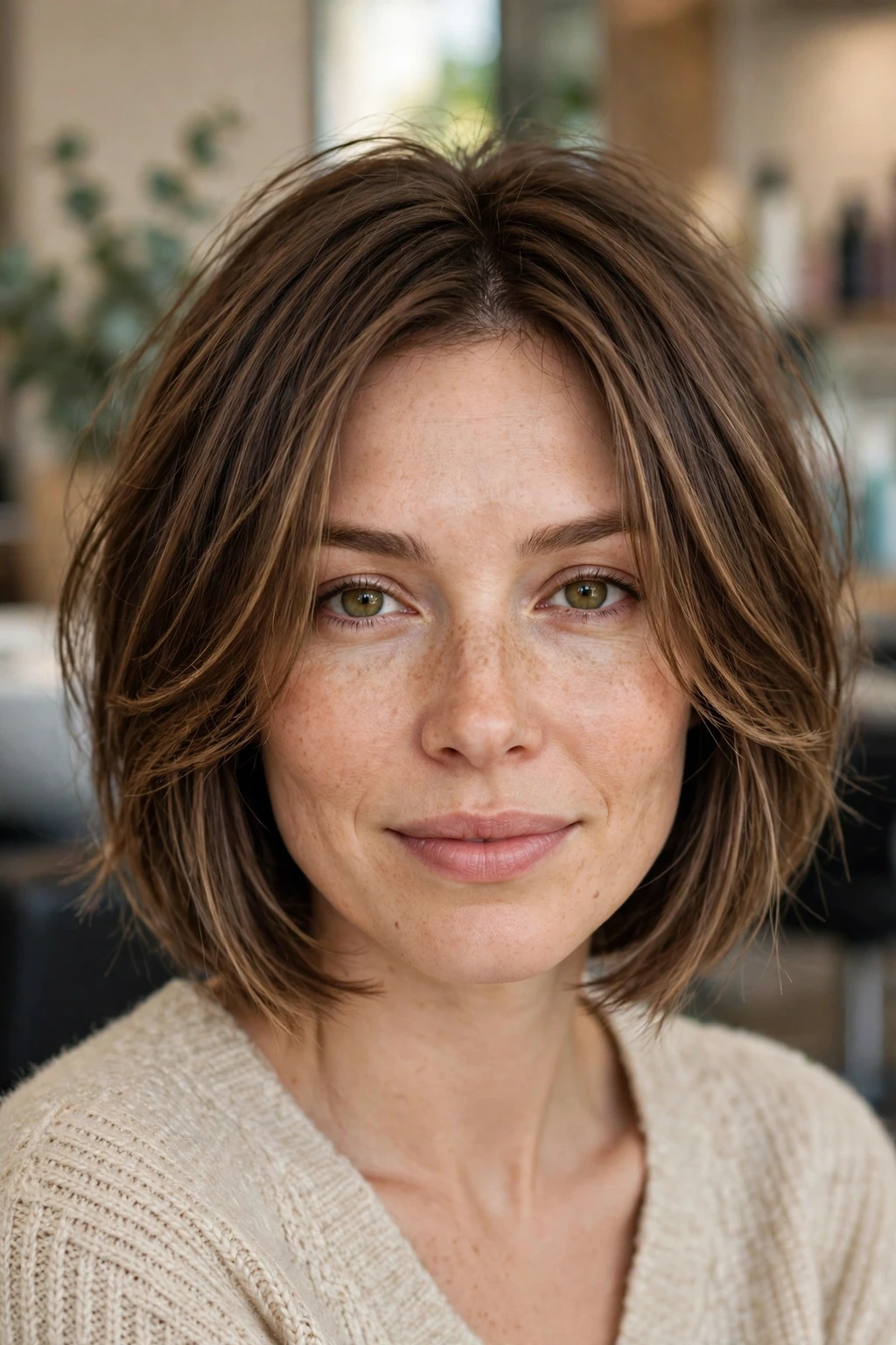 Layered bob with face framing pieces