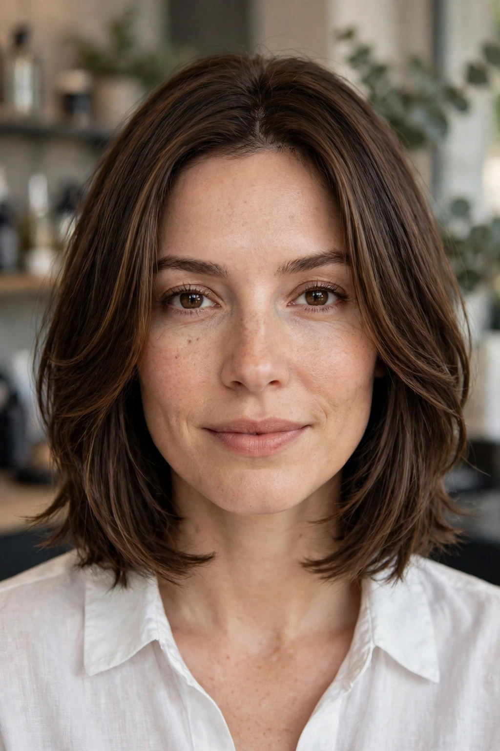 Face framing layers at jawline length