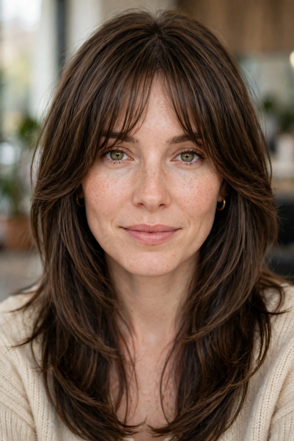 Long layered fringe framing the face