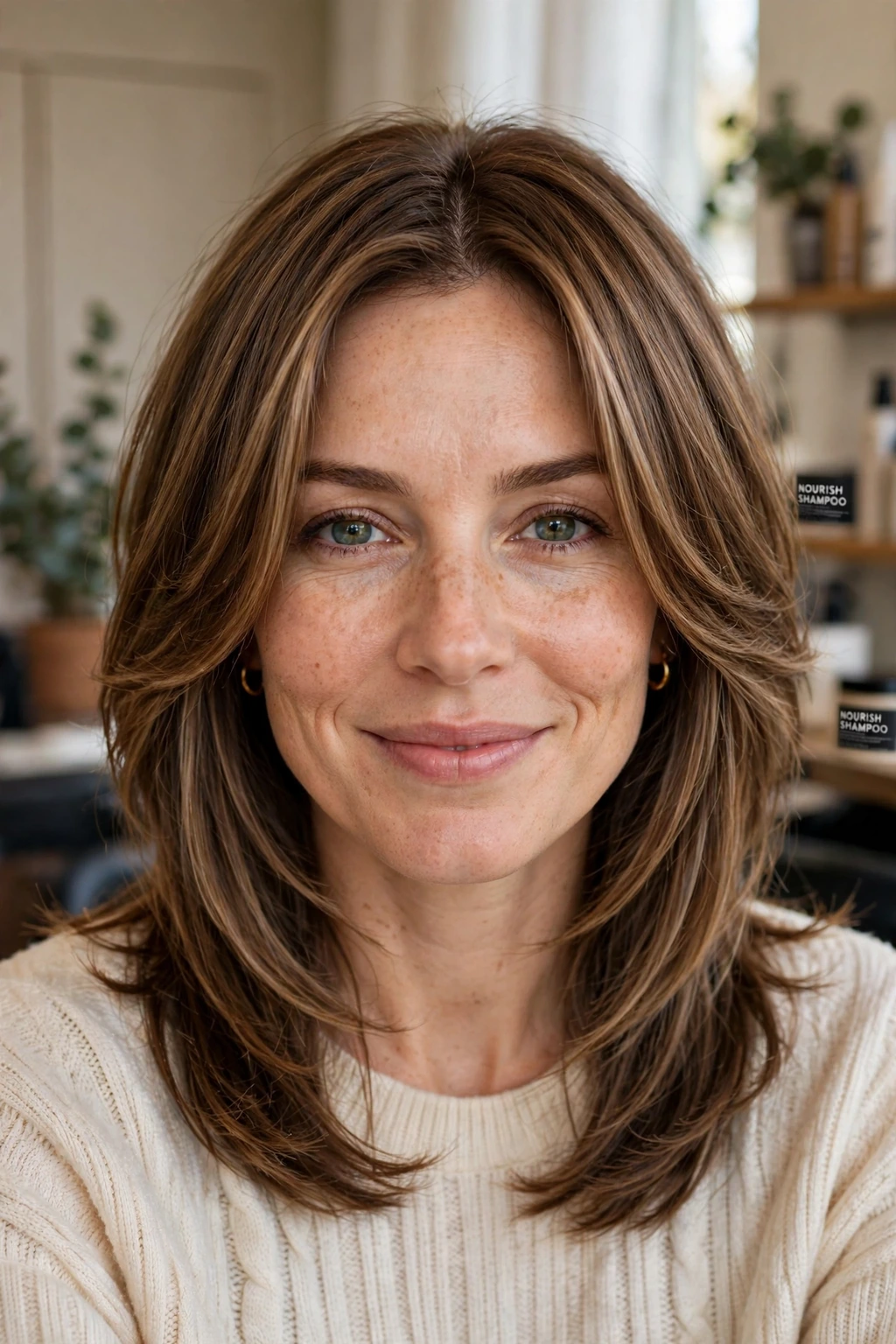 Angled front layers framing the face