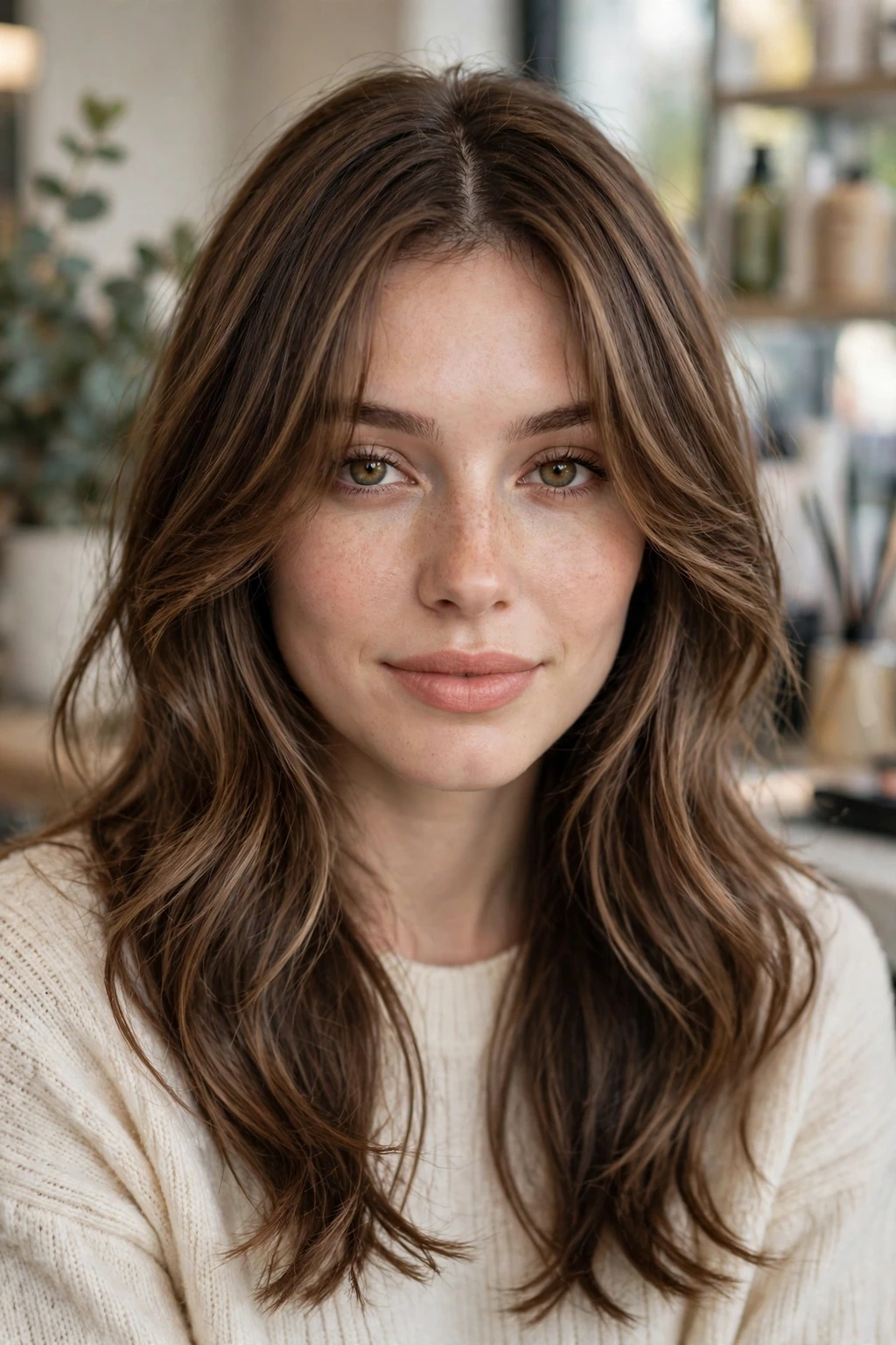 Romantic soft face framing layers