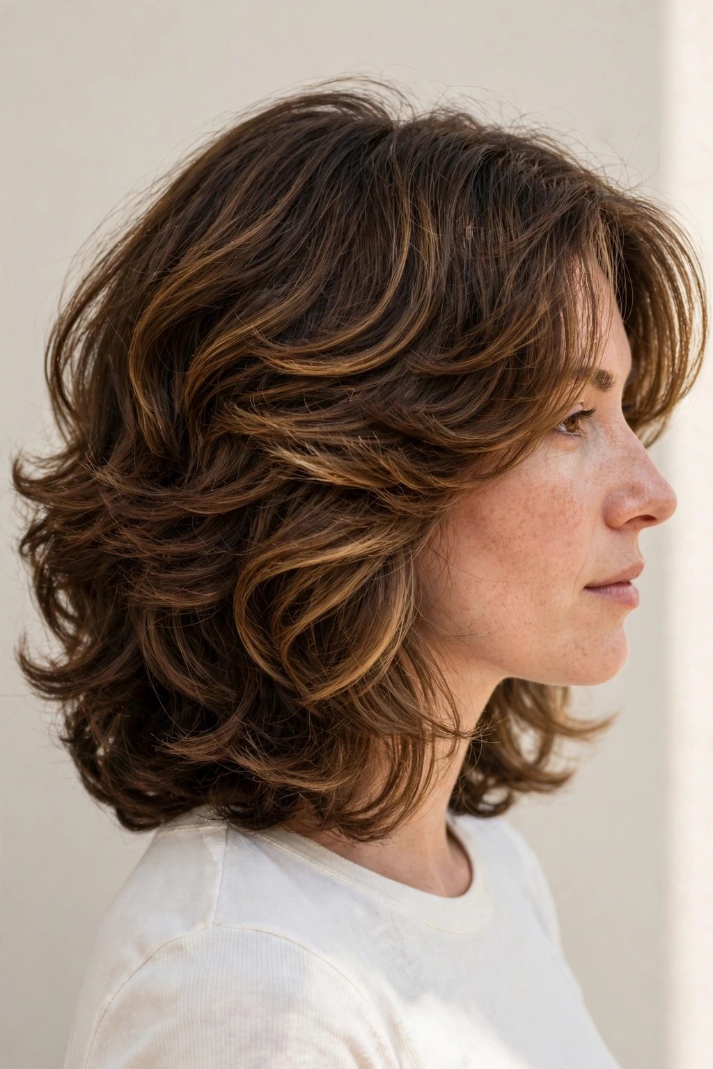 Voluminous layered lob haircut