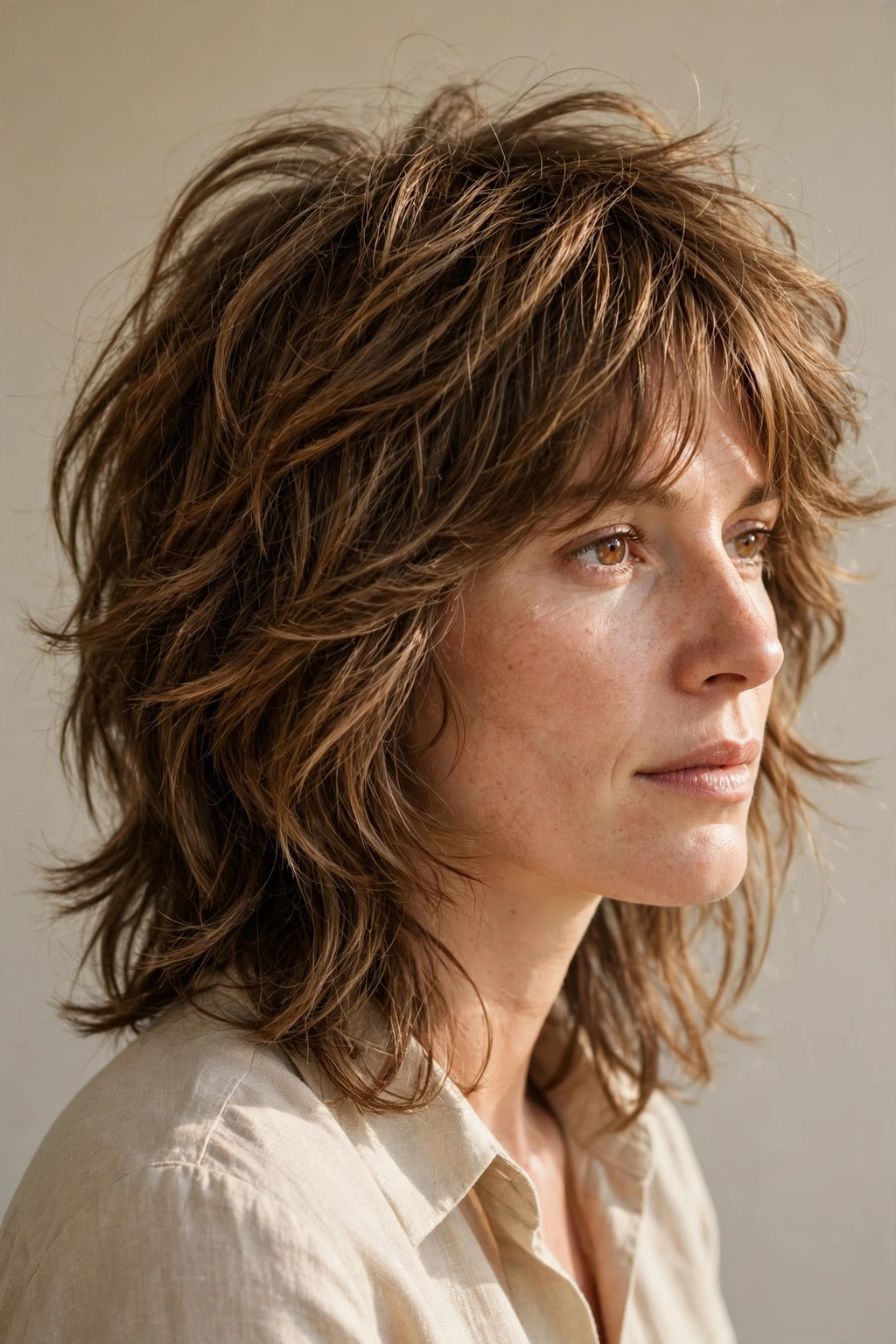 Feathered shag haircut with textured ends
