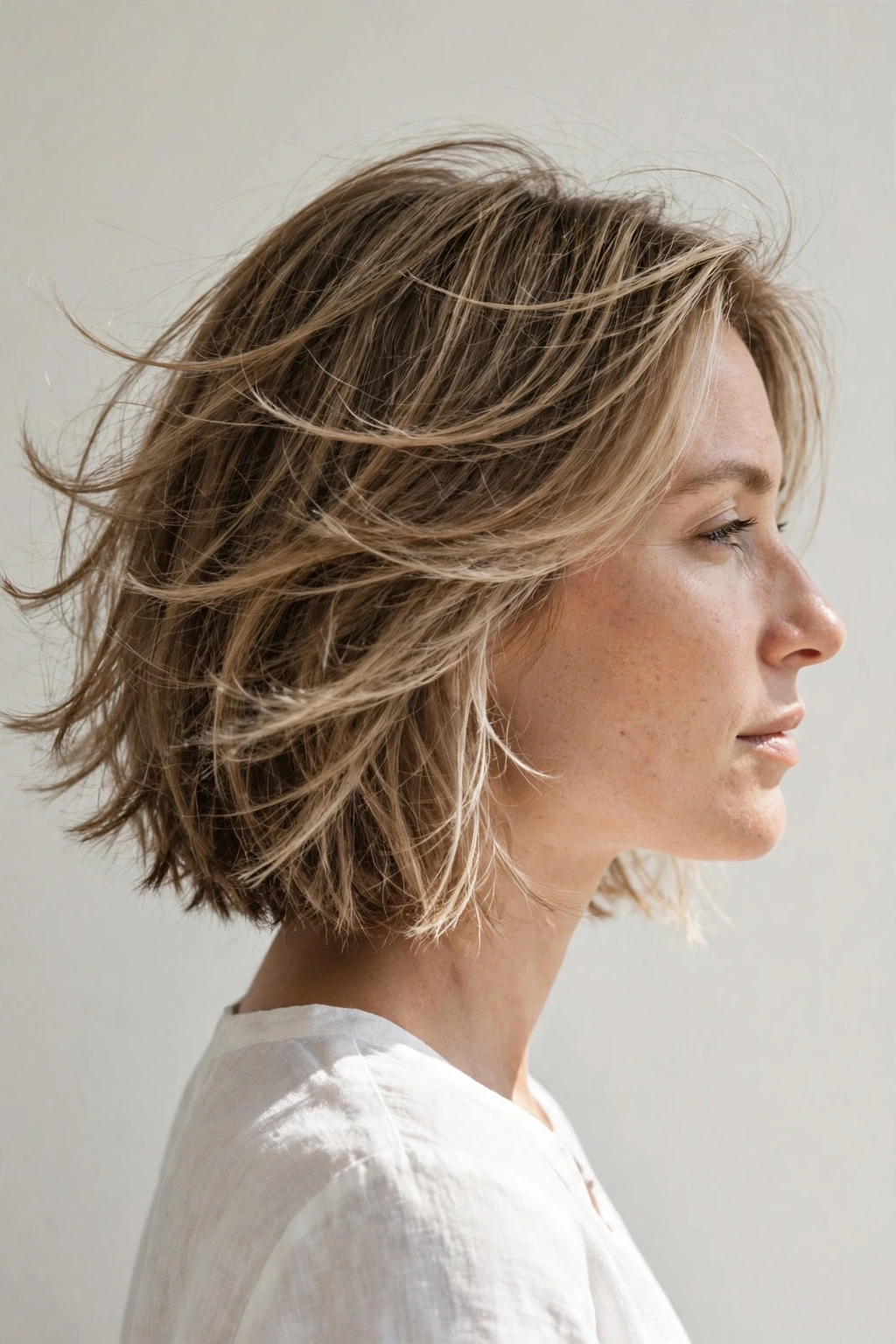 Airy layered bob haircut