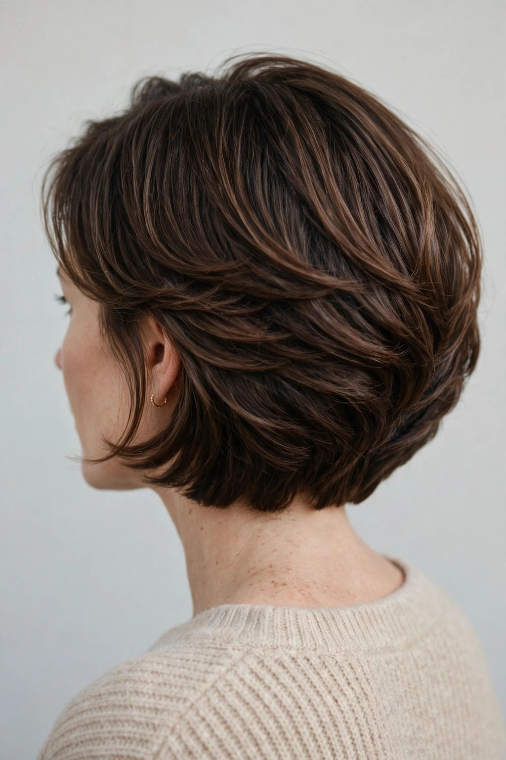 Softly stacked layered bob