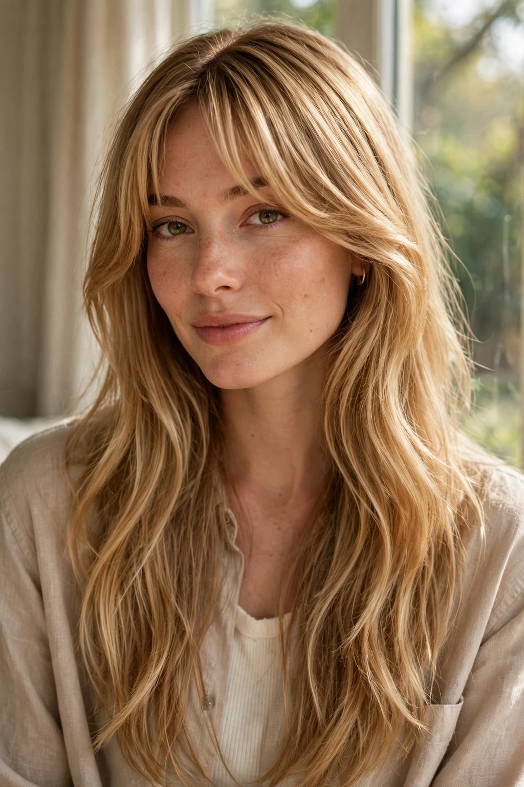 Long curtain bangs