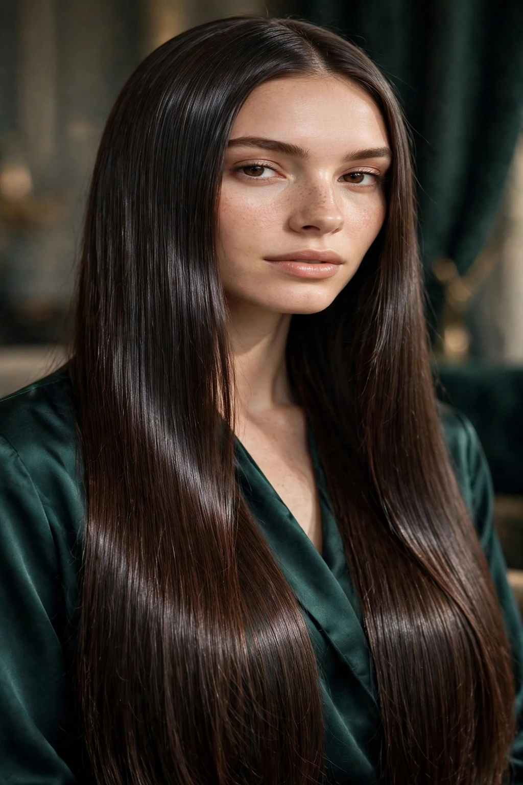 Long glossy strands