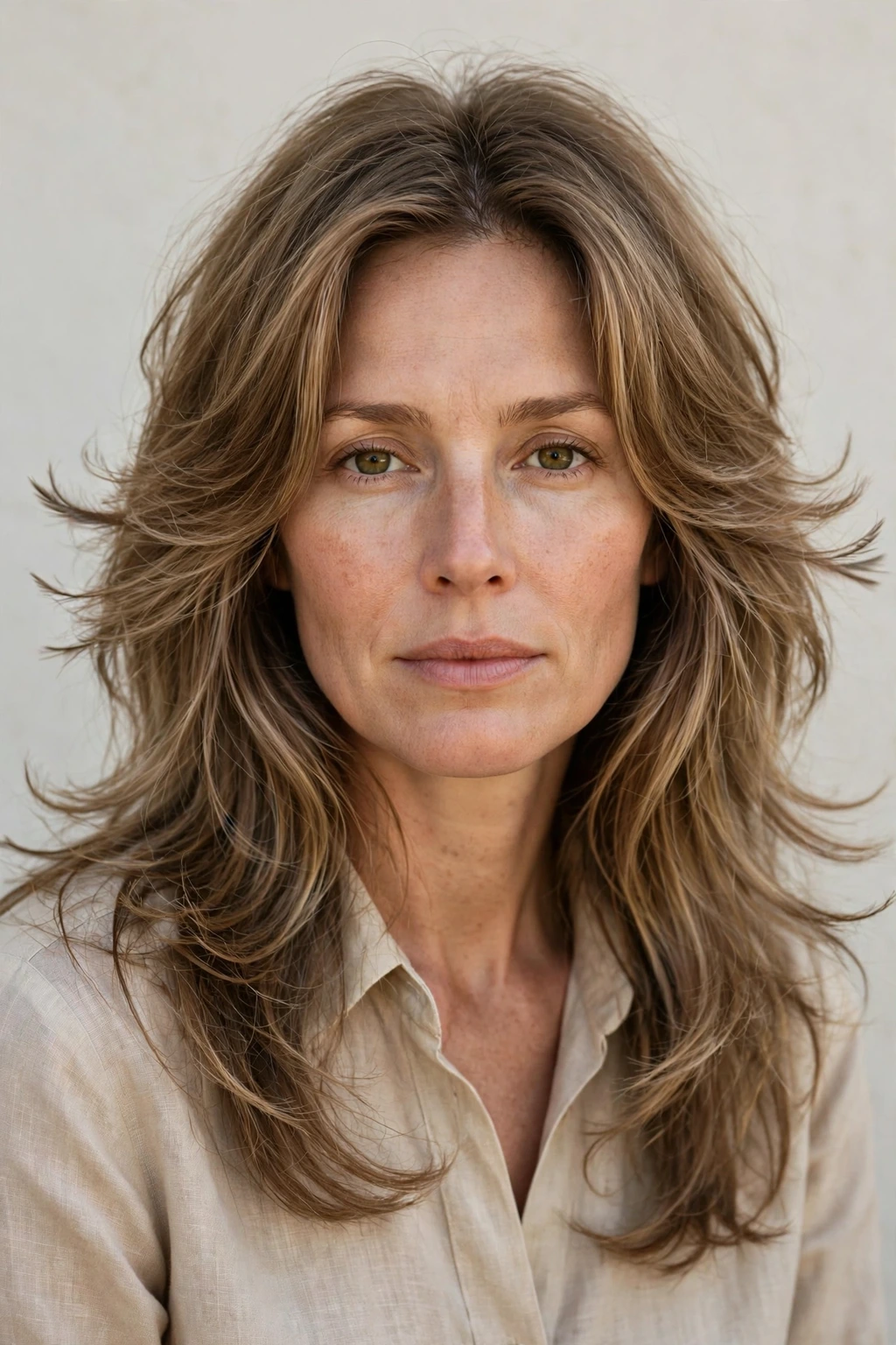 Long feathered layered haircut