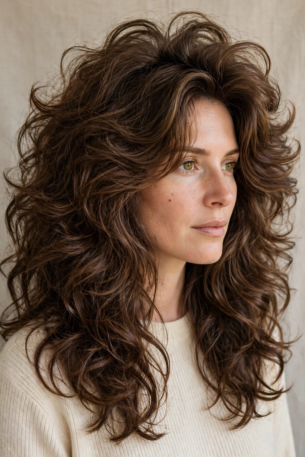 Voluminous long layered mane