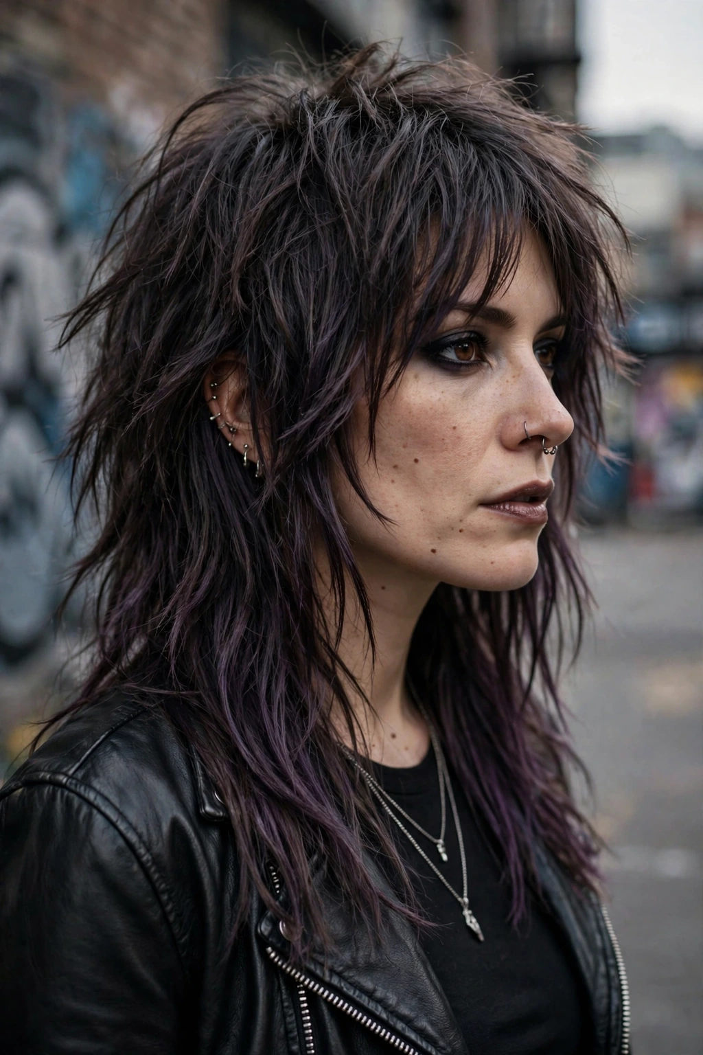 Long shaggy layered haircut