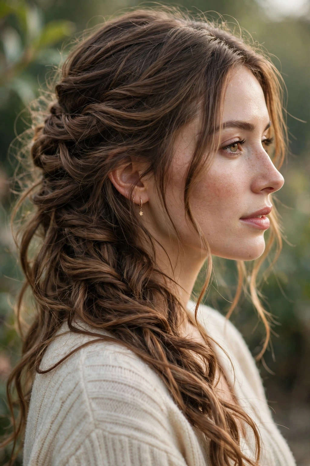 Long twisted layered hairstyle
