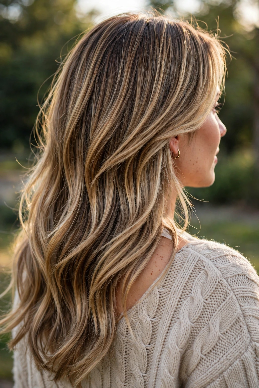 Long balayage layered hair
