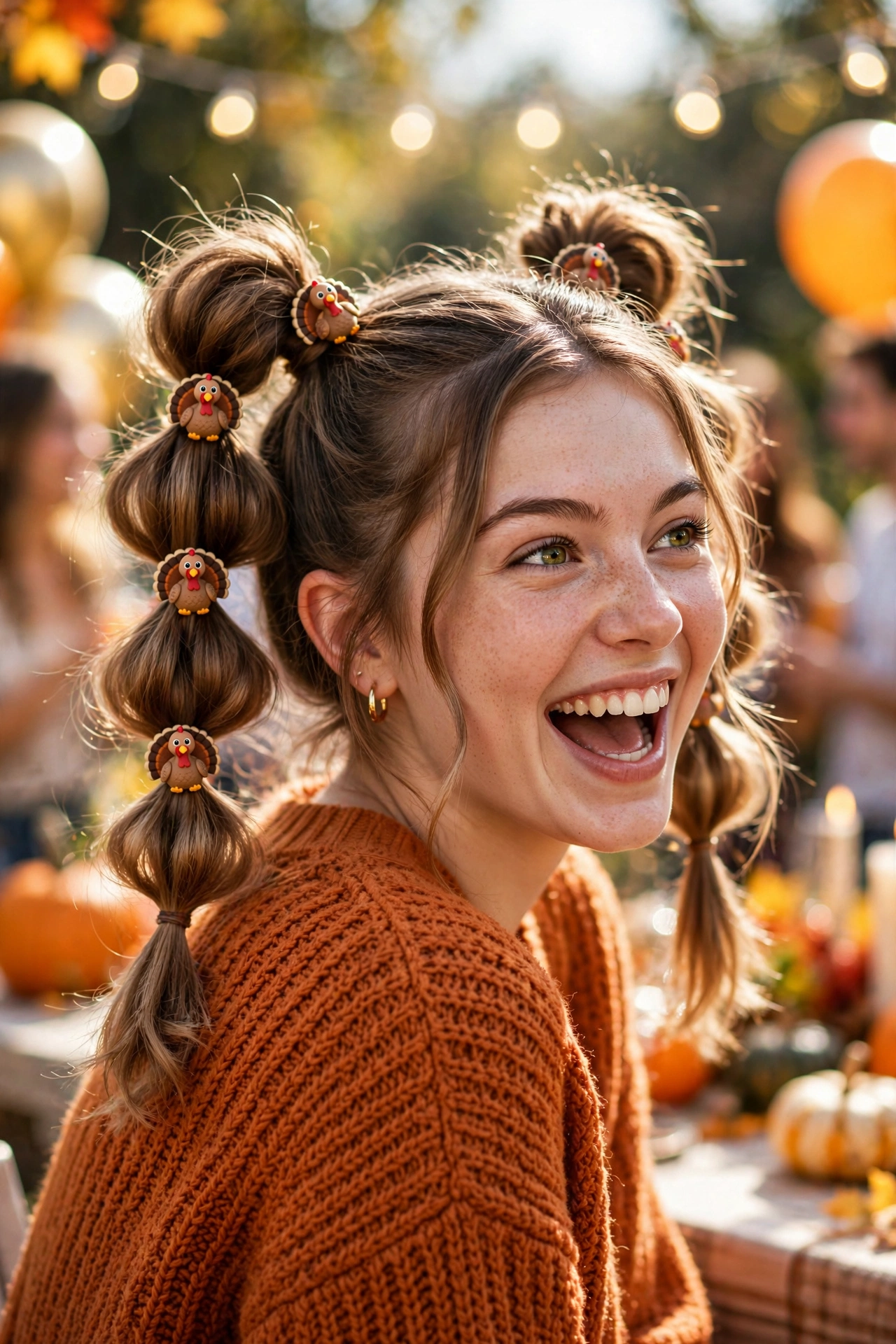 Turkey Day Bubble Braids