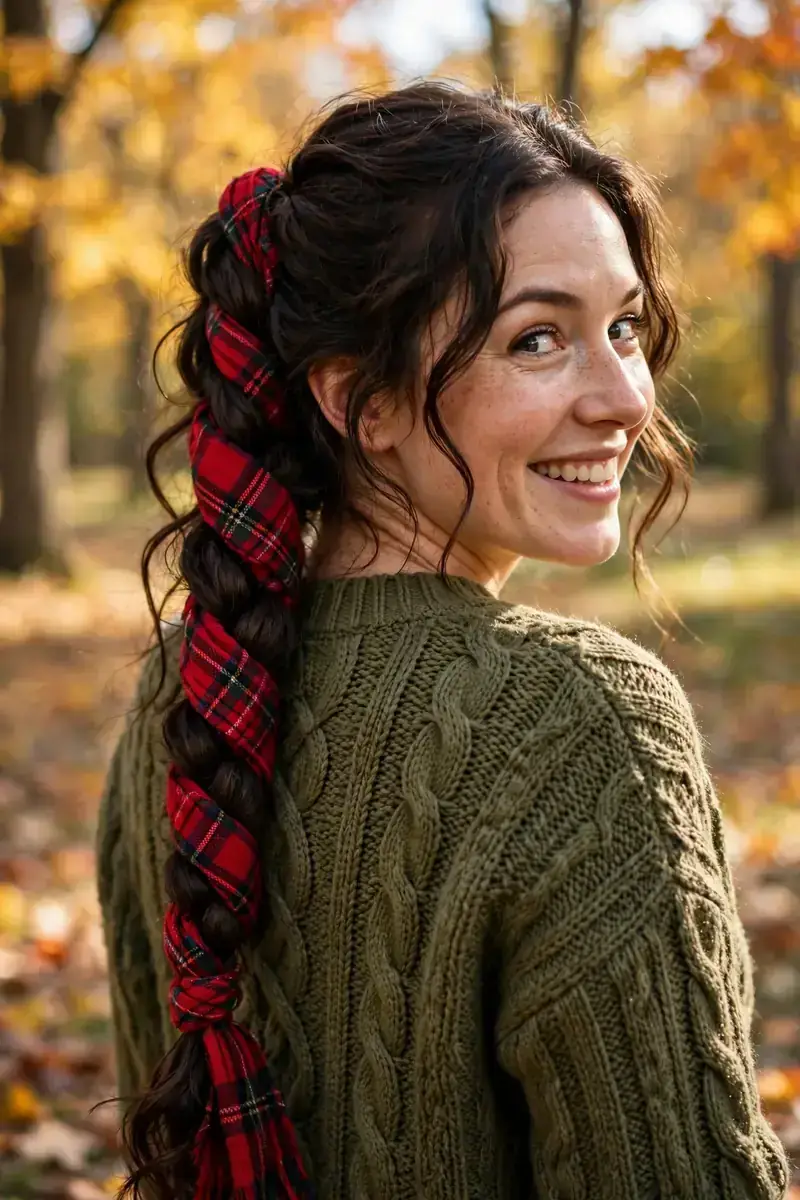 Plaid Scarf Braid