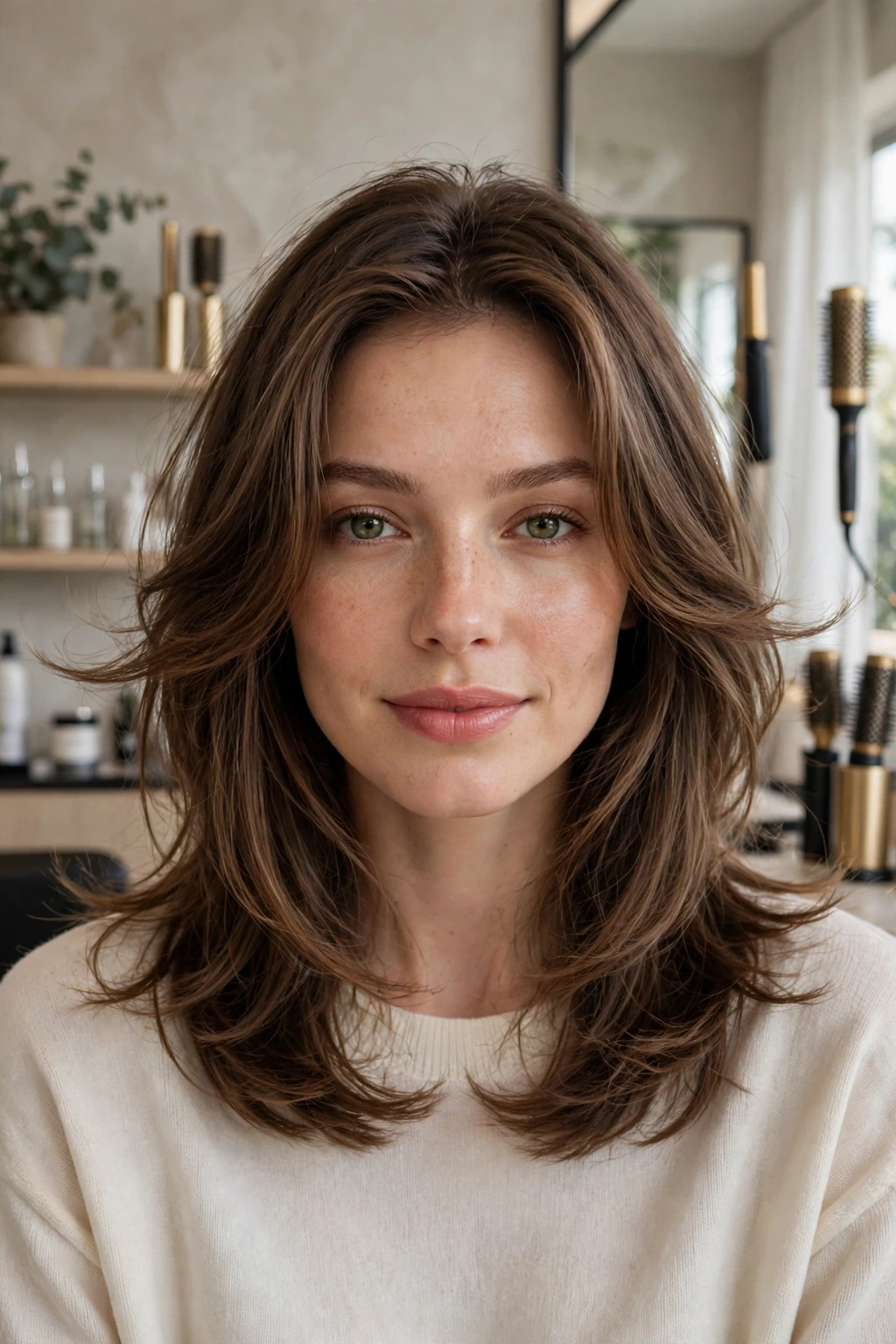 Soft medium layered hair