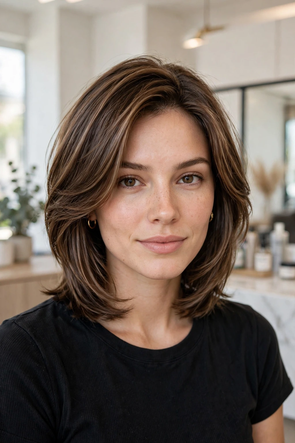 Layered lob with shiny finish