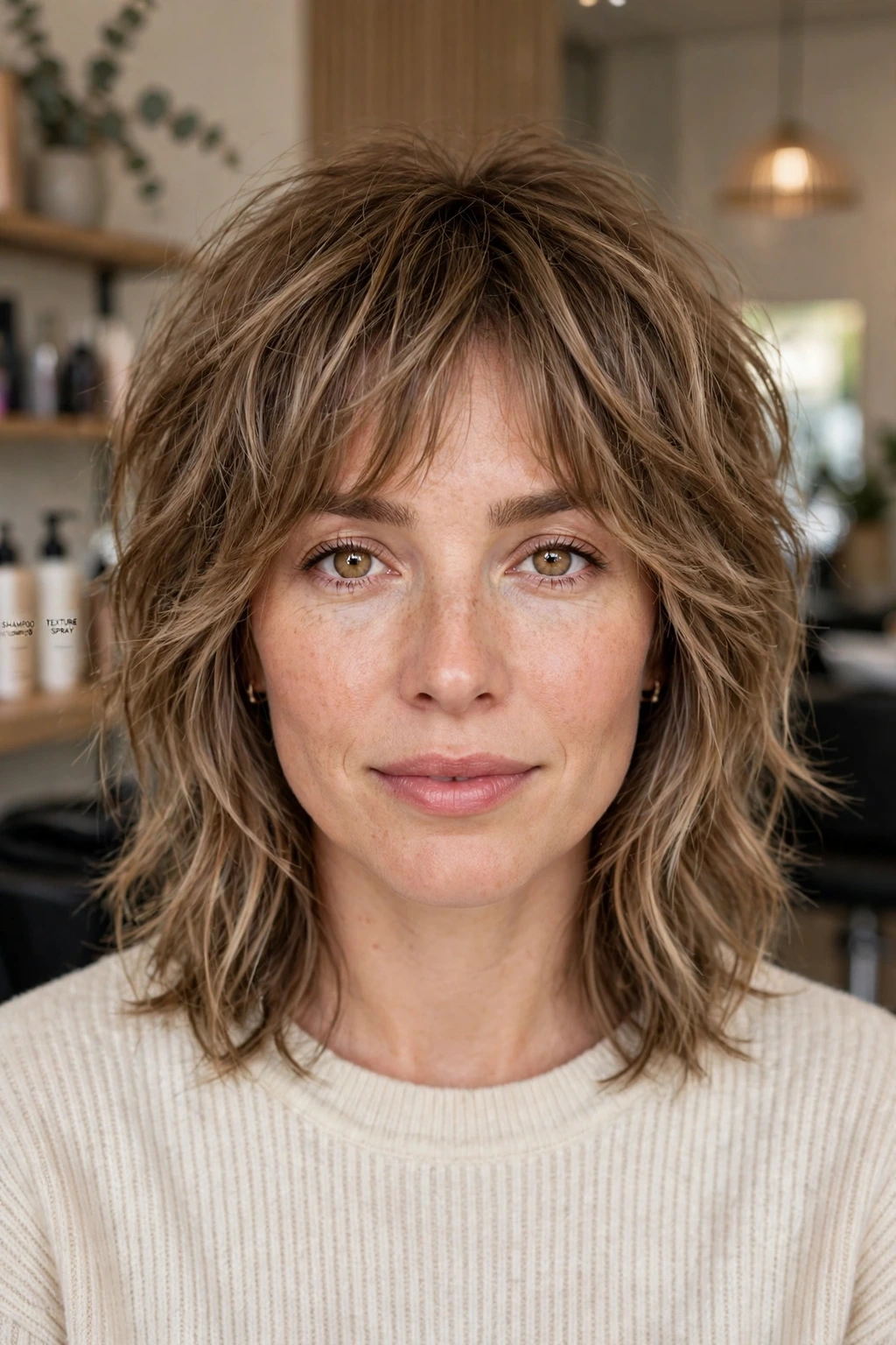 Textured medium shag haircut