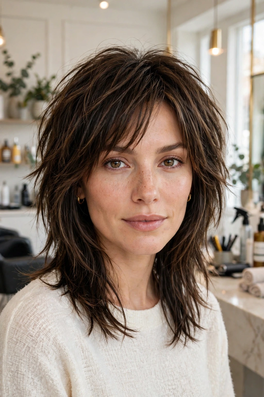 Choppy medium layers haircut