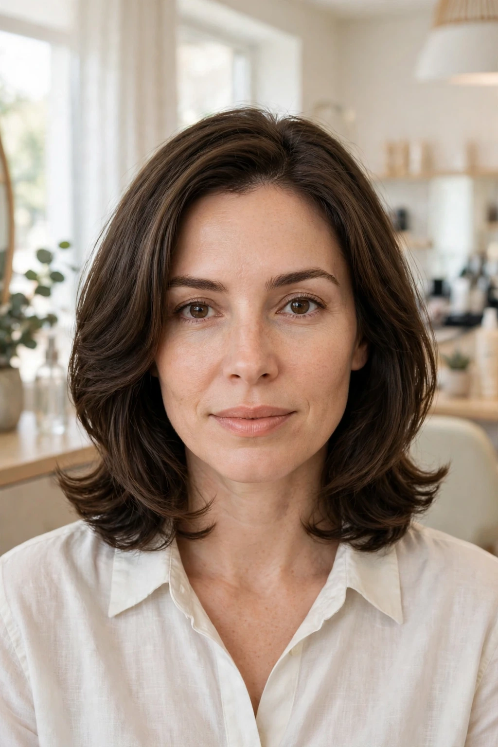 Rounded midi layers hairstyle