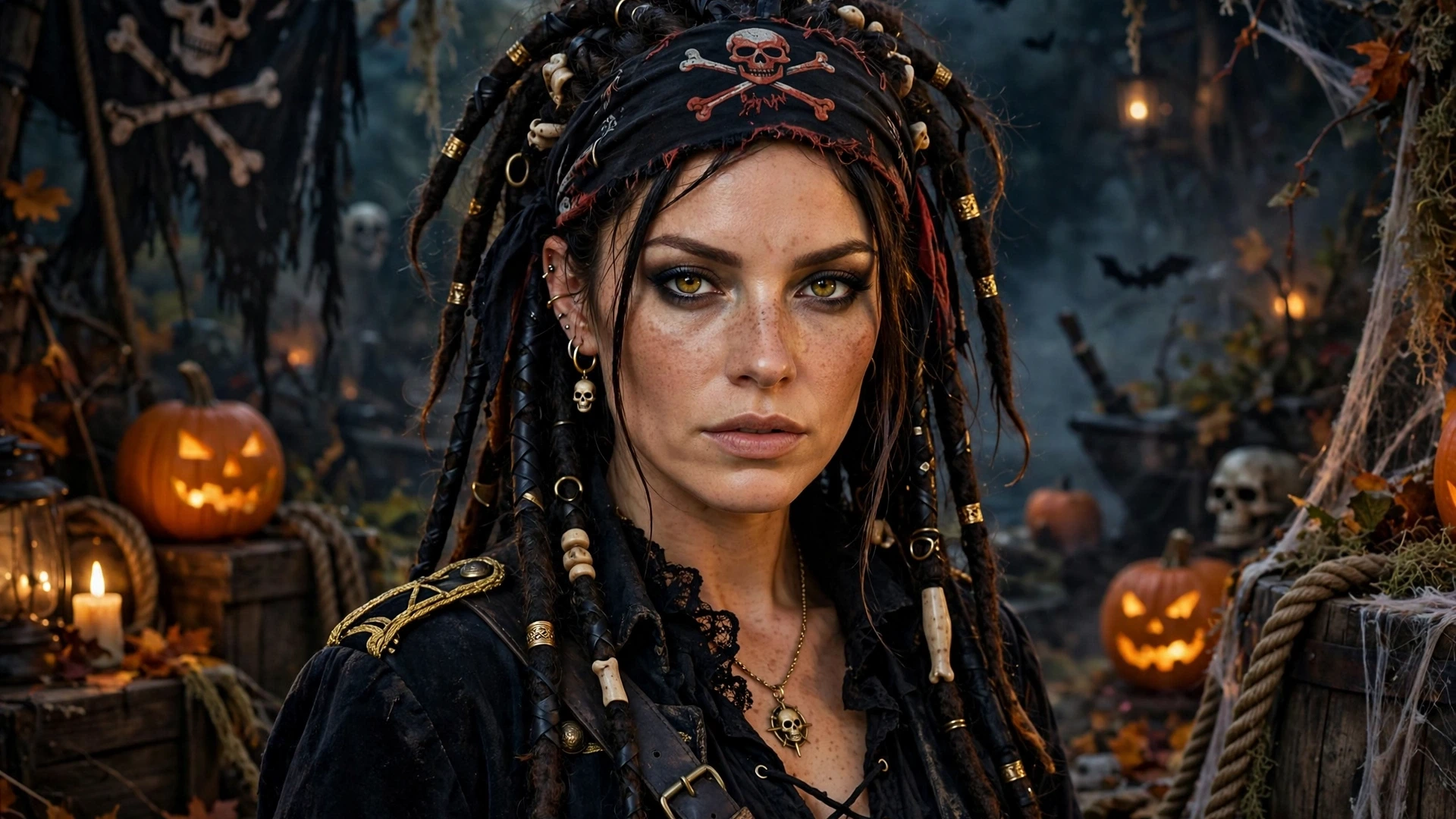Woman with bold pirate hairstyle