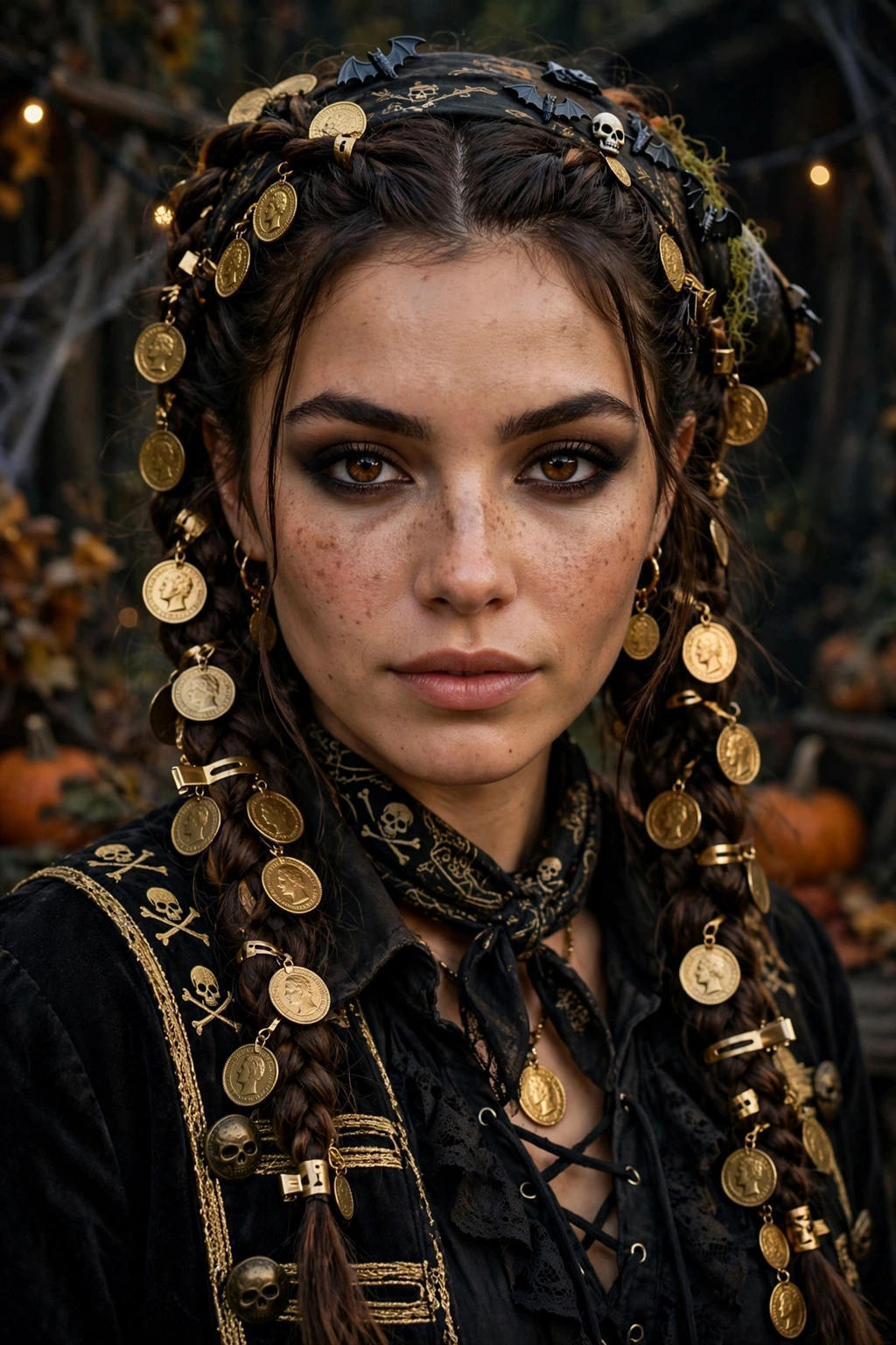 Gold coin braids hairstyle