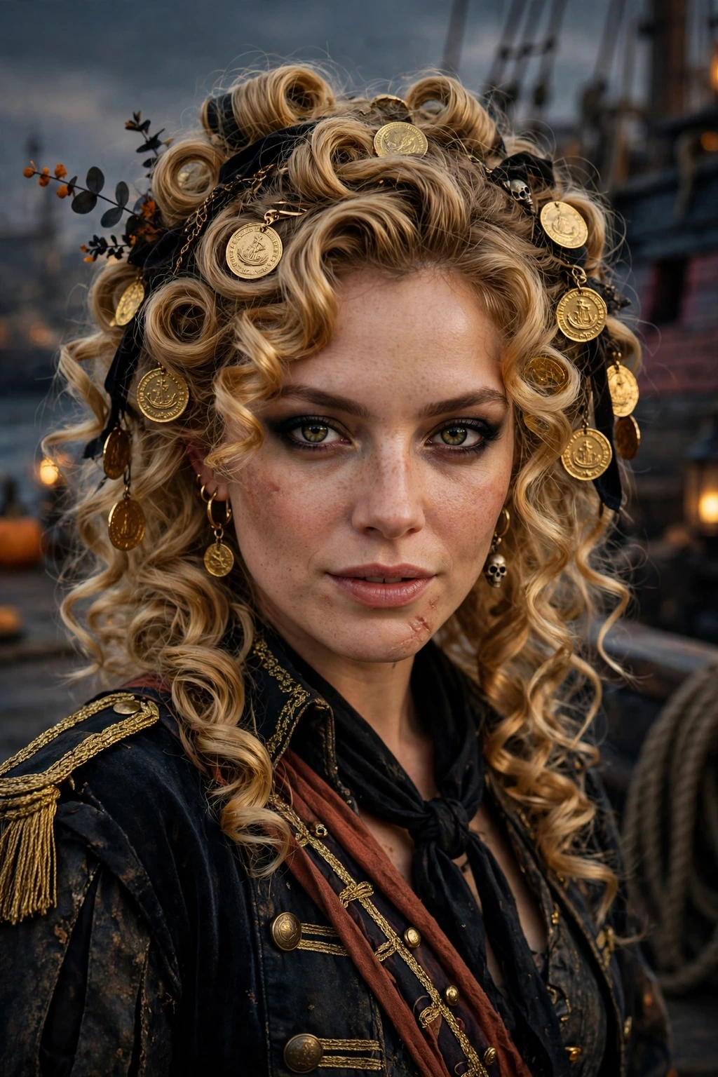 Golden doubloon curls hairstyle