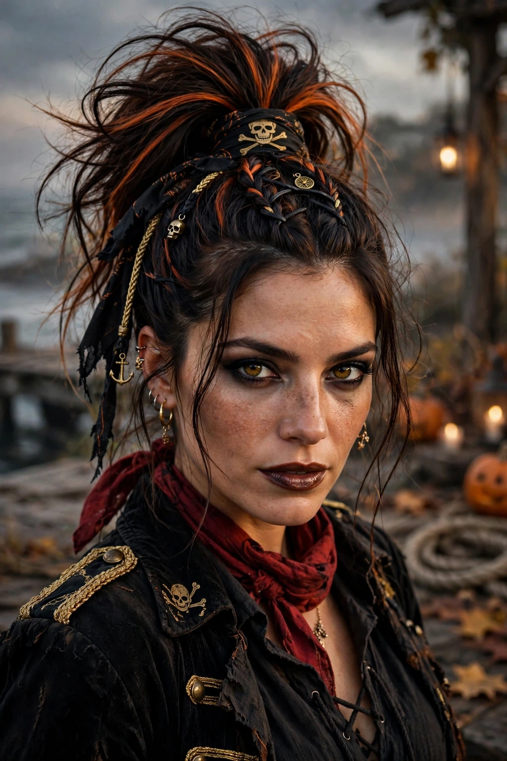 Bold pirate ponytail hairstyle
