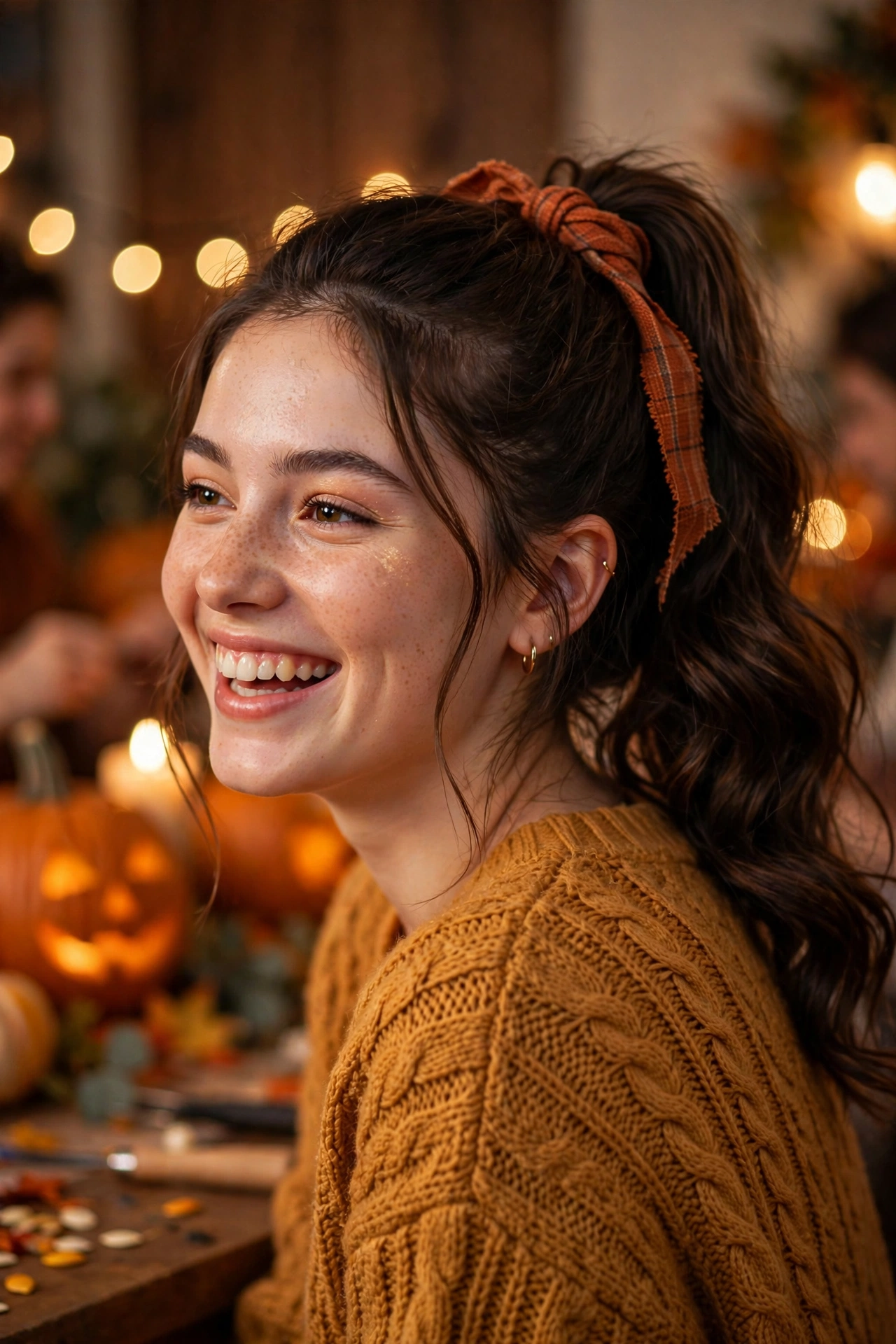 Pumpkin Carving Party Ponytail